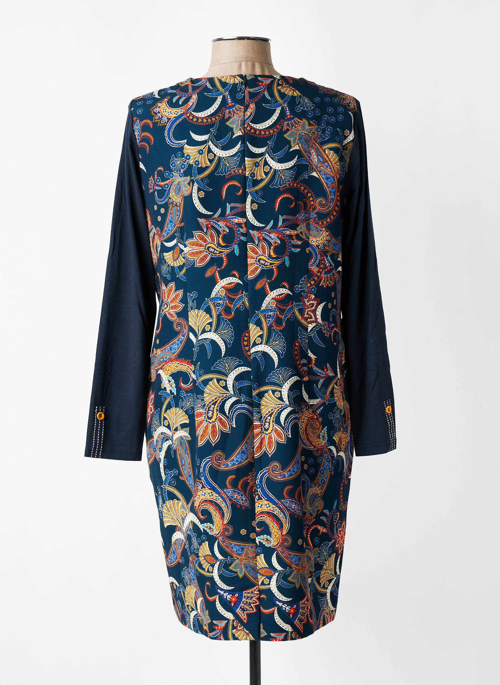 Rochie midi imprimeu floral mâneci lungi albastru PAUSE CAFE femeie