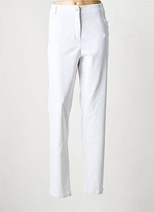 Pantalon slim țesătură poplin mărime normală alb PAUSE CAFE femeie