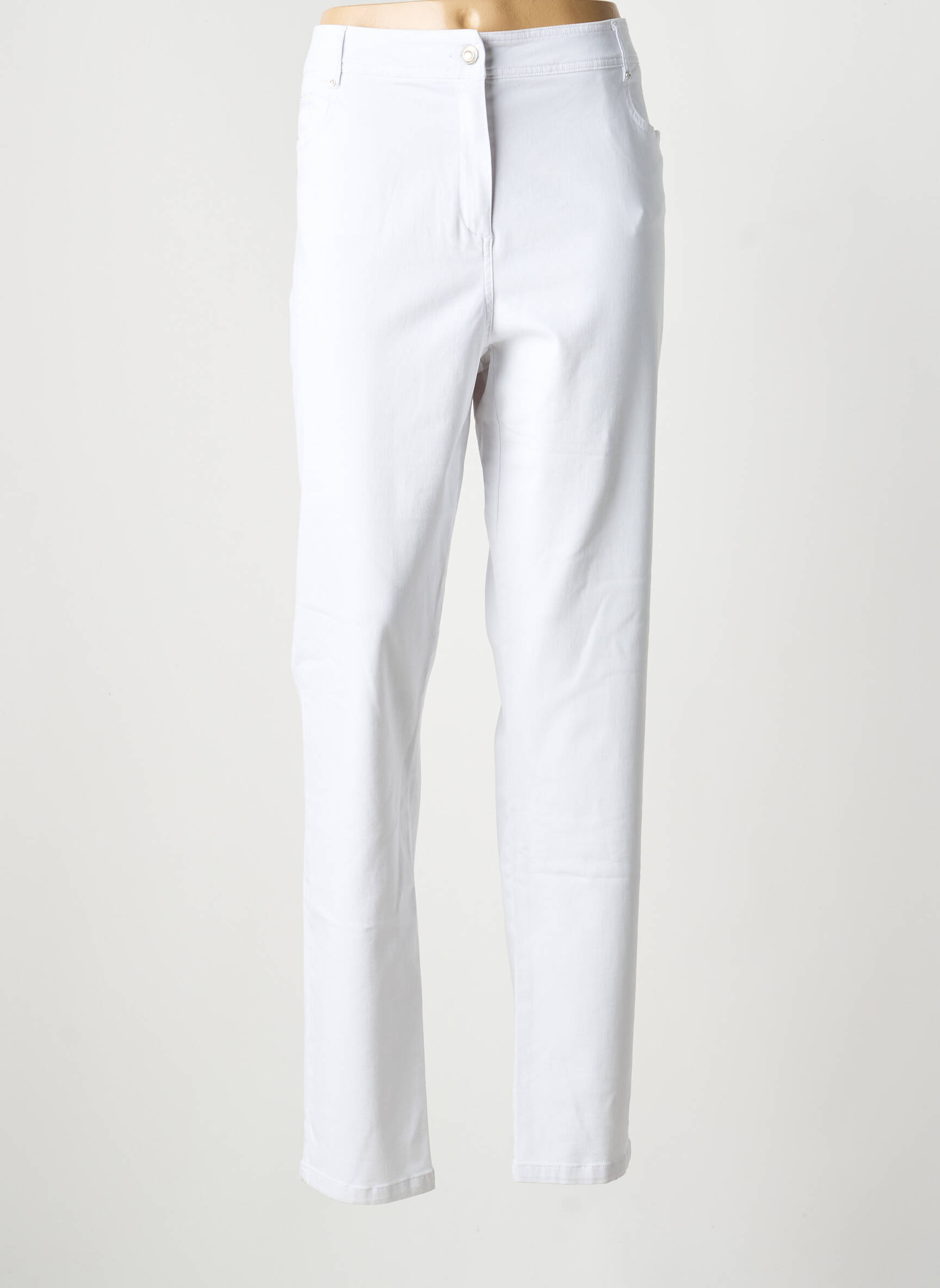 Pantalon slim țesătură poplin mărime normală alb PAUSE CAFE femeie