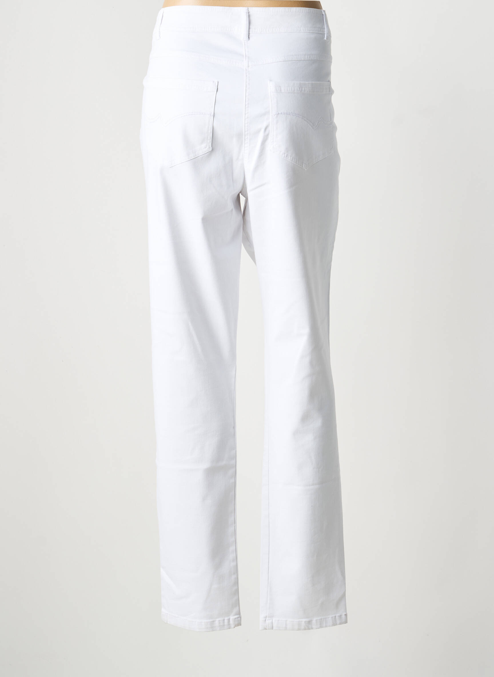 Pantalon slim țesătură poplin mărime normală alb PAUSE CAFE femeie