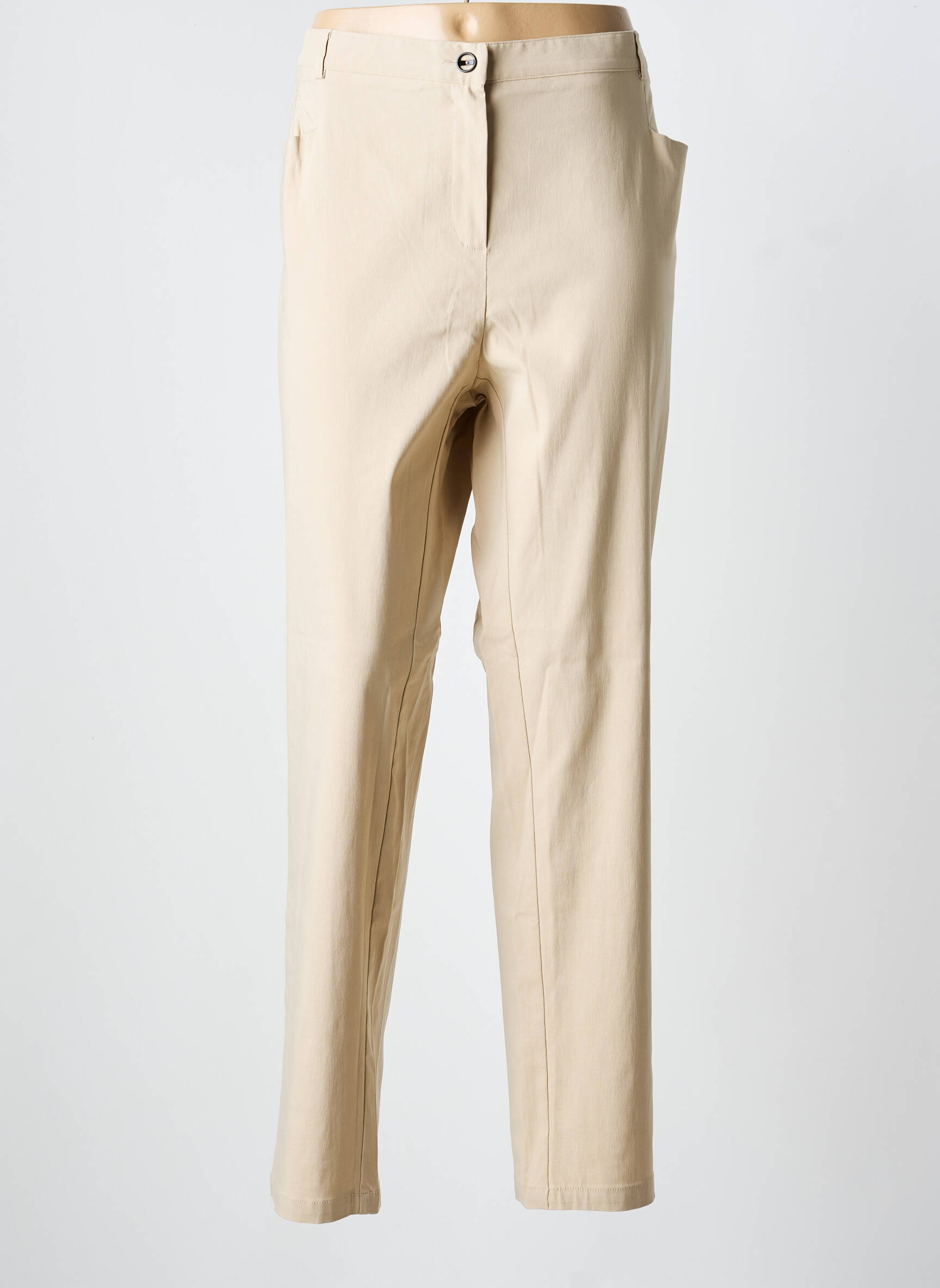 Pantalon slim talie elastică mărime normală bej TELMAIL femeie