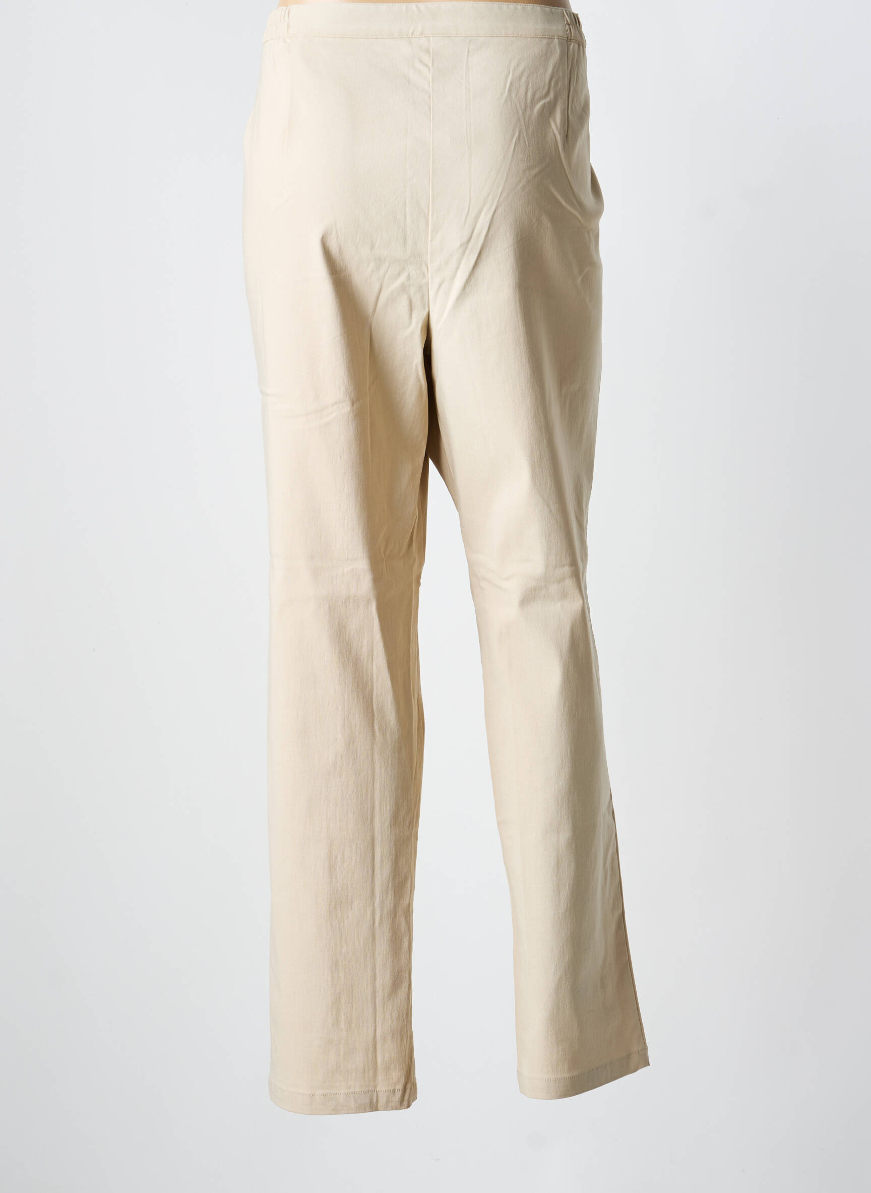 Pantalon slim talie elastică mărime normală bej TELMAIL femeie