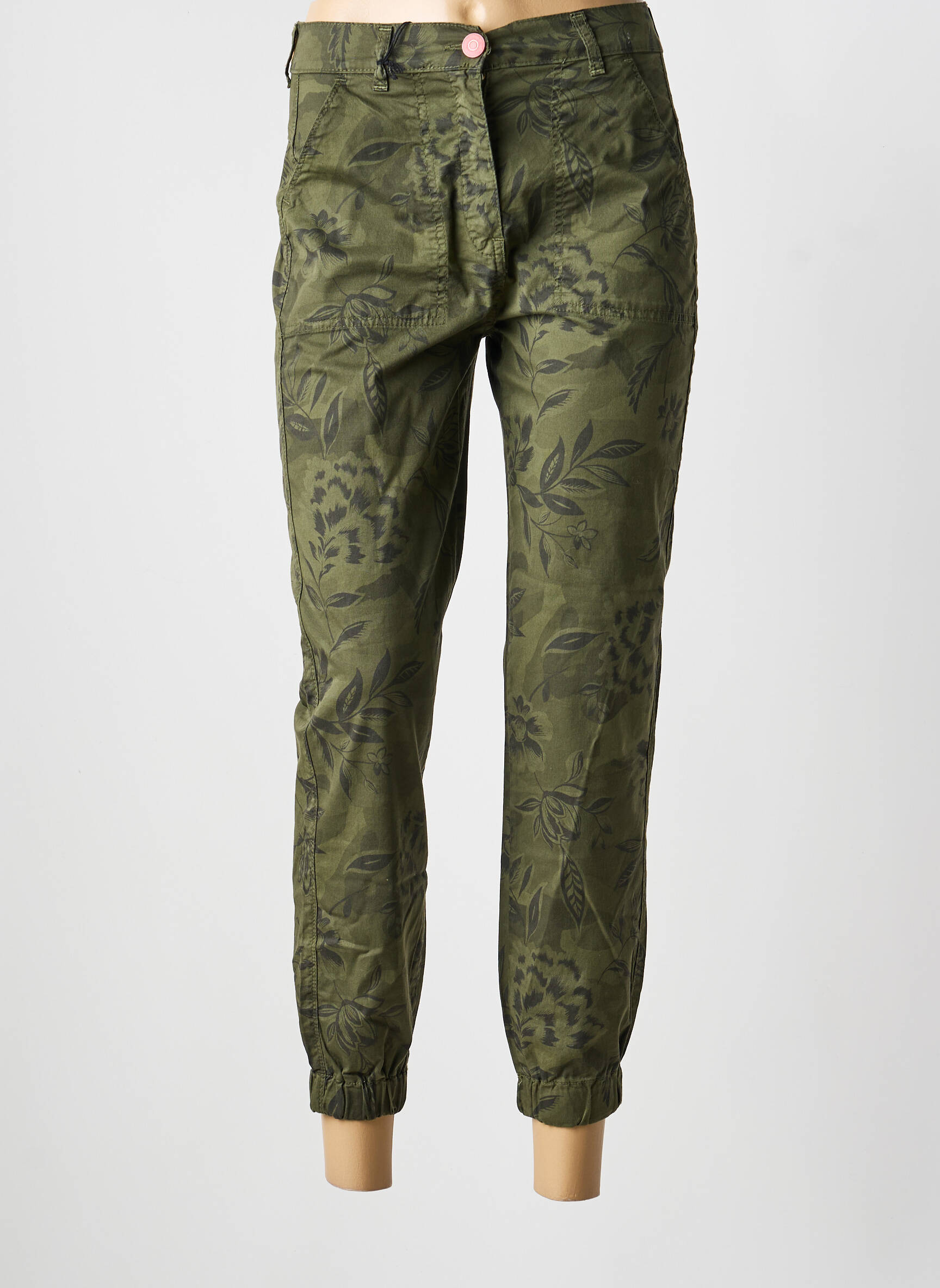 Pantalon slim țesătură poplin mărime normală verde EAST DRIVE femeie