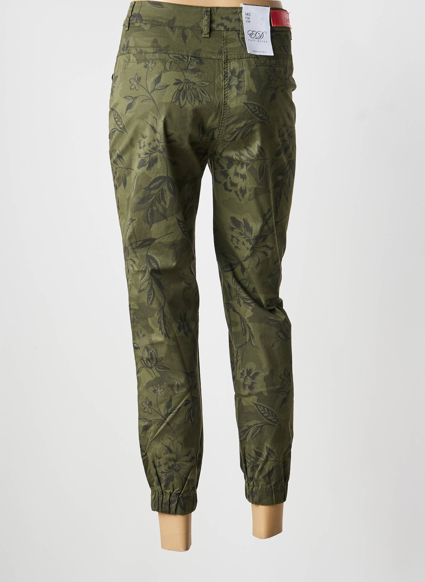 Pantalon slim țesătură poplin mărime normală verde EAST DRIVE femeie