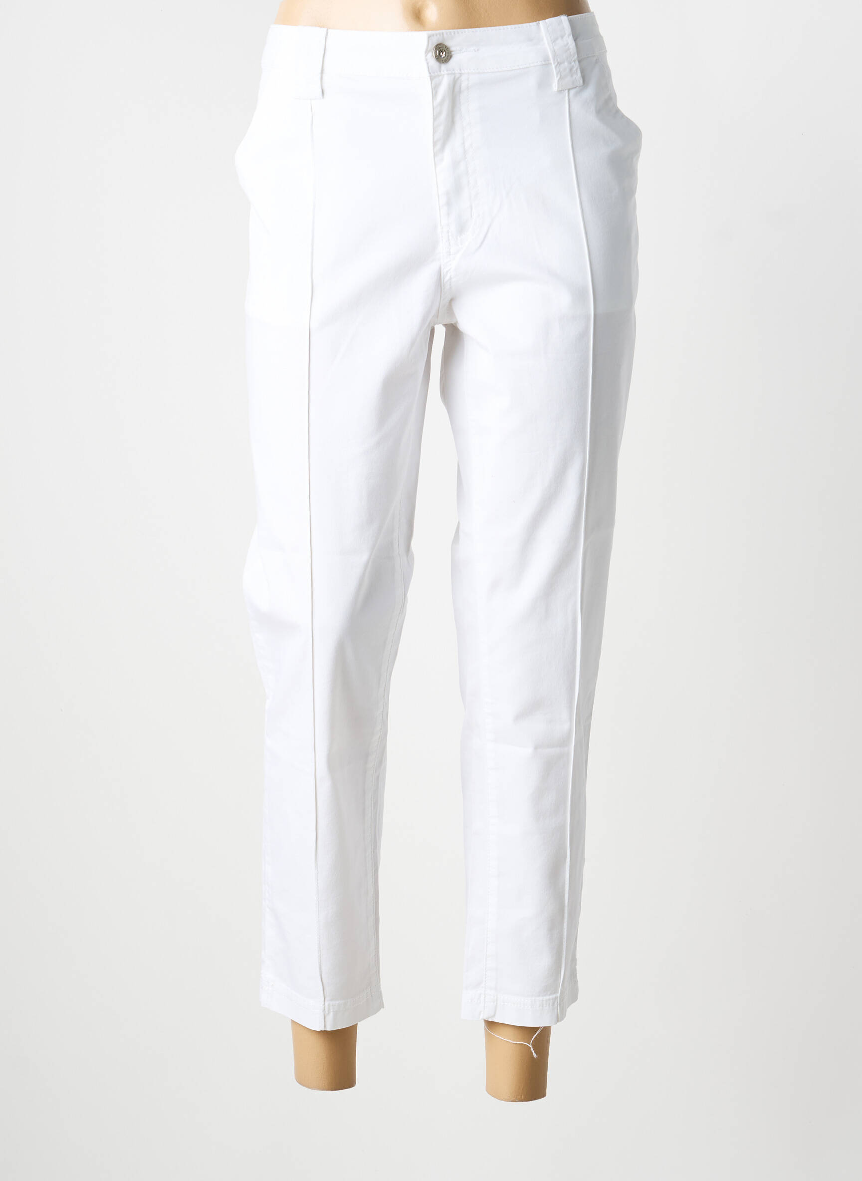 Pantalon 7/8 talie cu cleme mărime normală alb YOULINE femeie