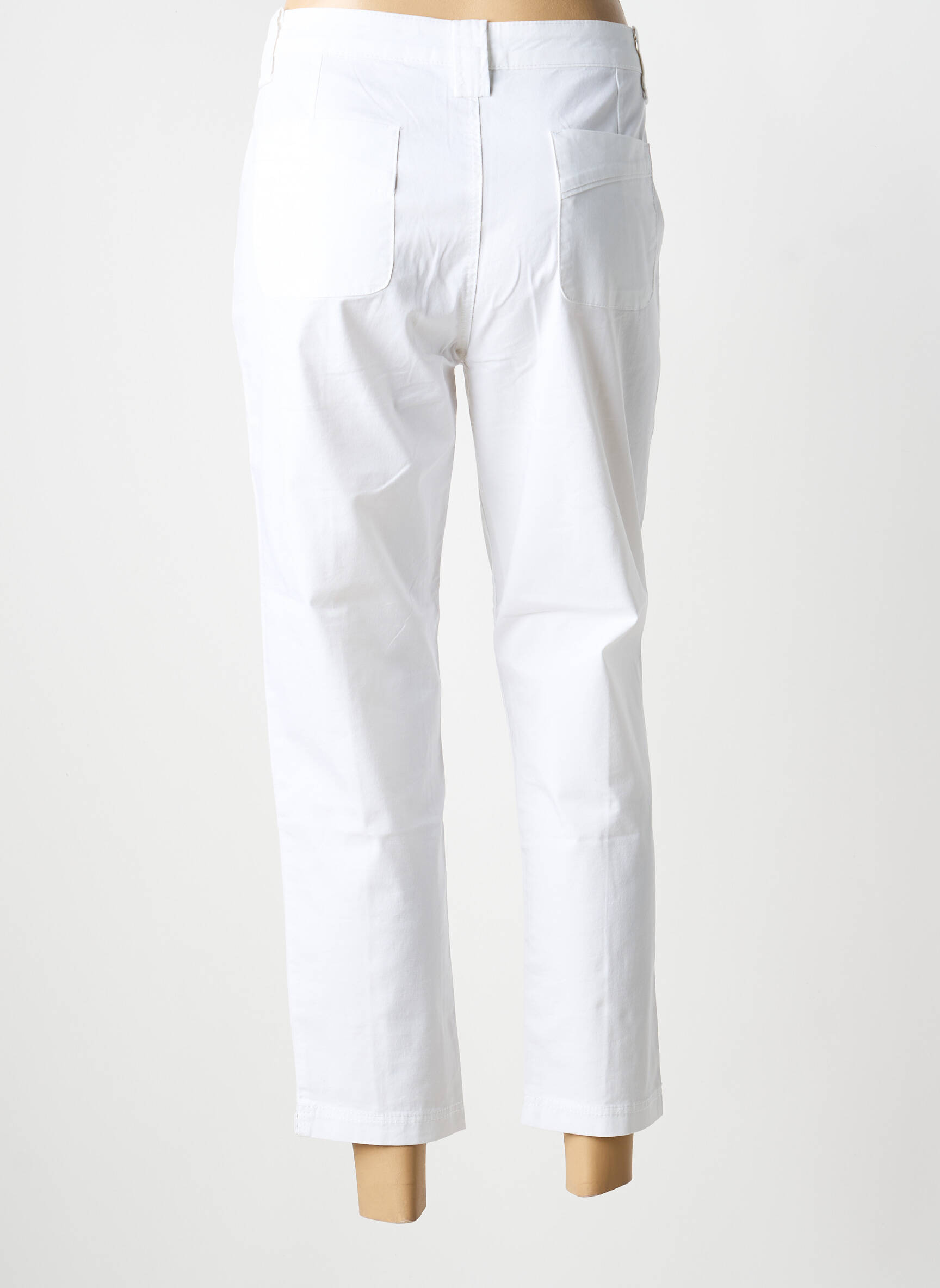 Pantalon 7/8 talie cu cleme mărime normală alb YOULINE femeie