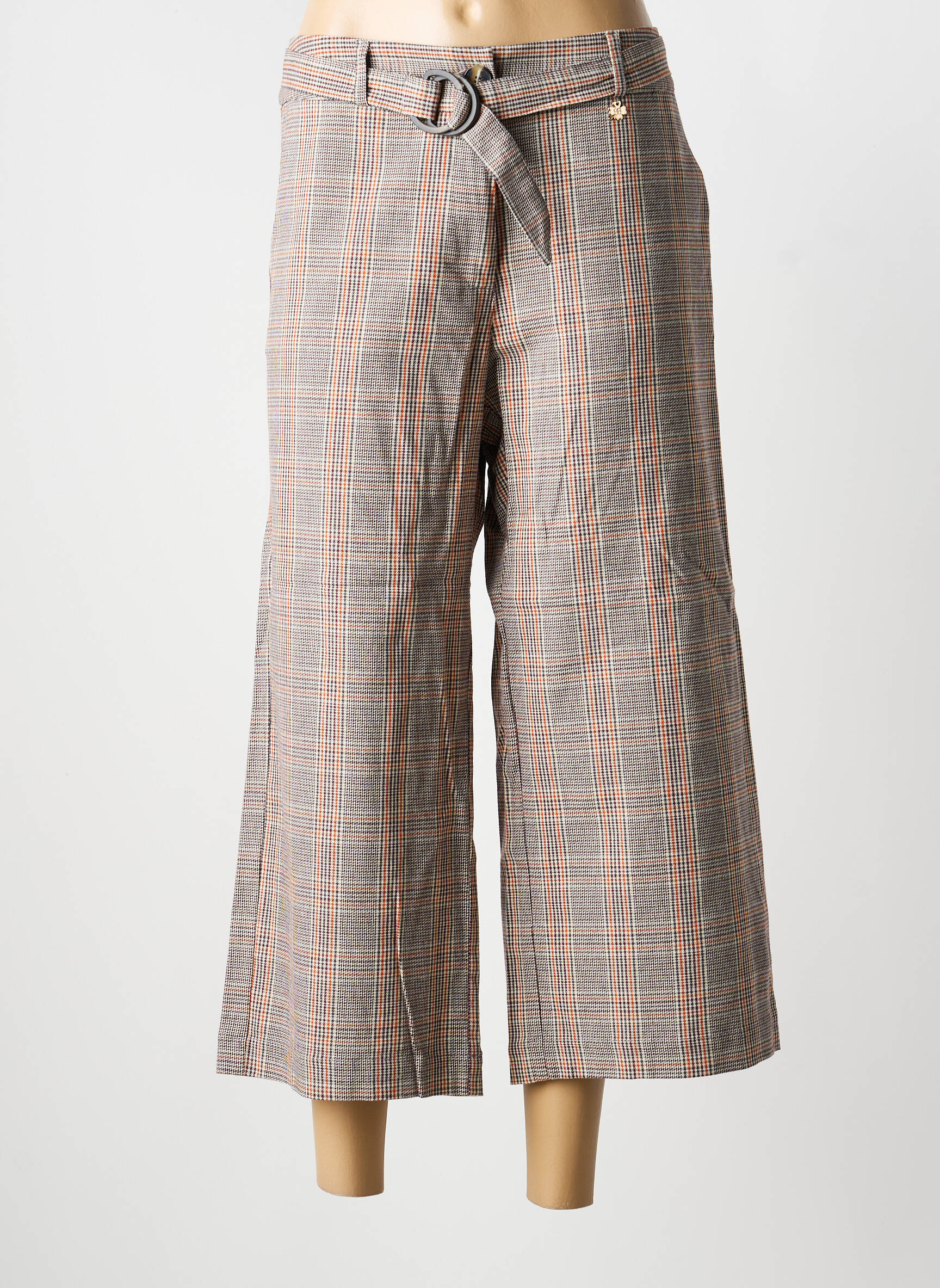 Pantalon 7/8 talie cu cleme mărime normală maro LE PETIT BAIGNEUR femeie
