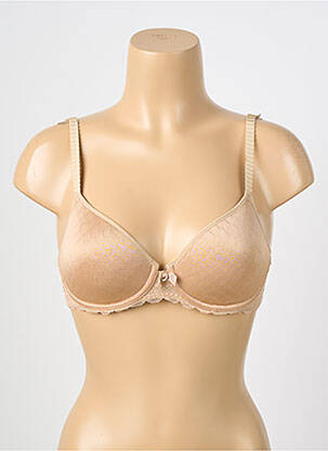 Sutien efect material satinat sutien cupe întregi cu decolteu înalt bej CHANTELLE femeie