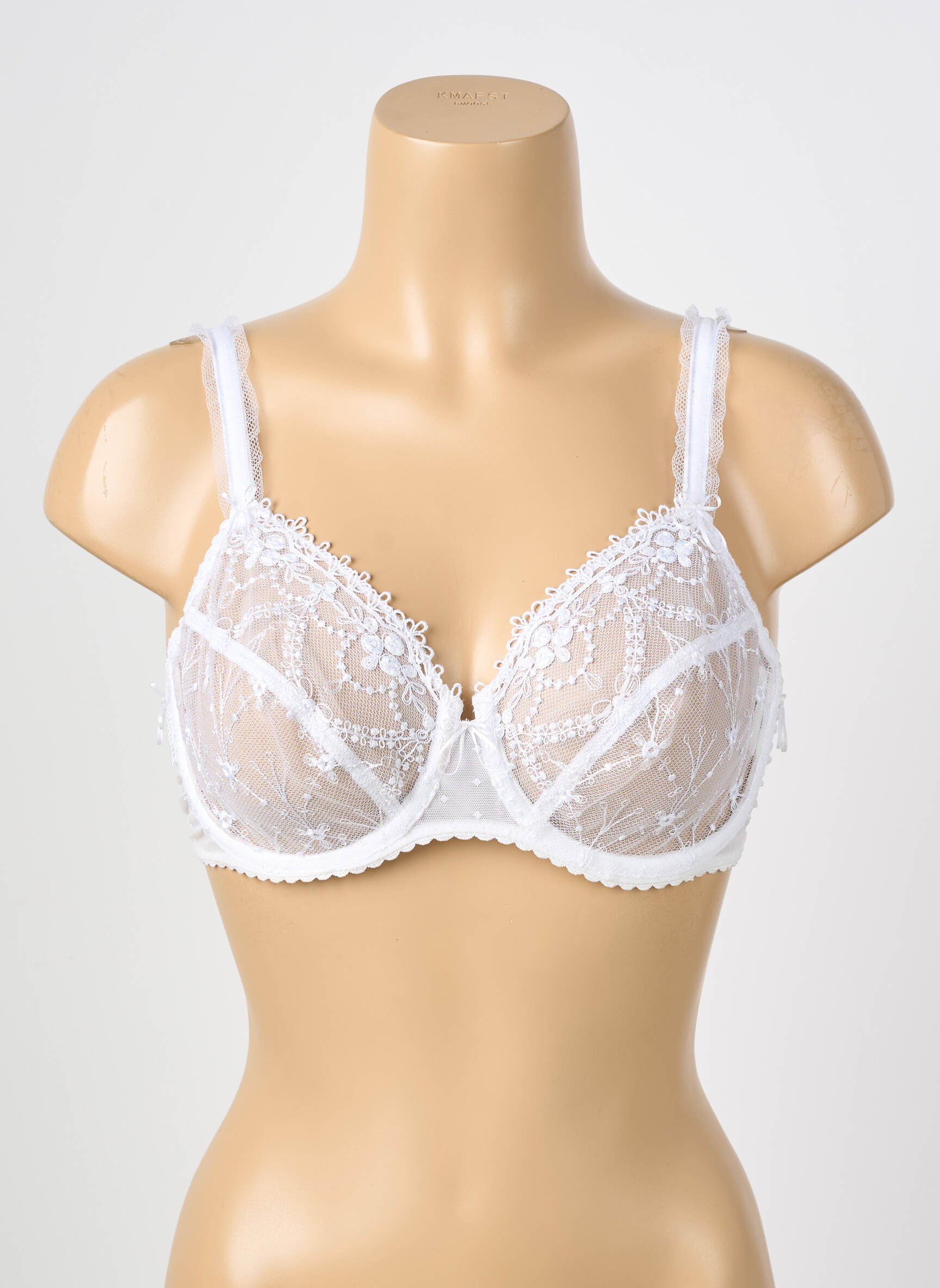 Sutien broderie sutien cupe întregi cu decolteu înalt alb CHANTELLE femeie