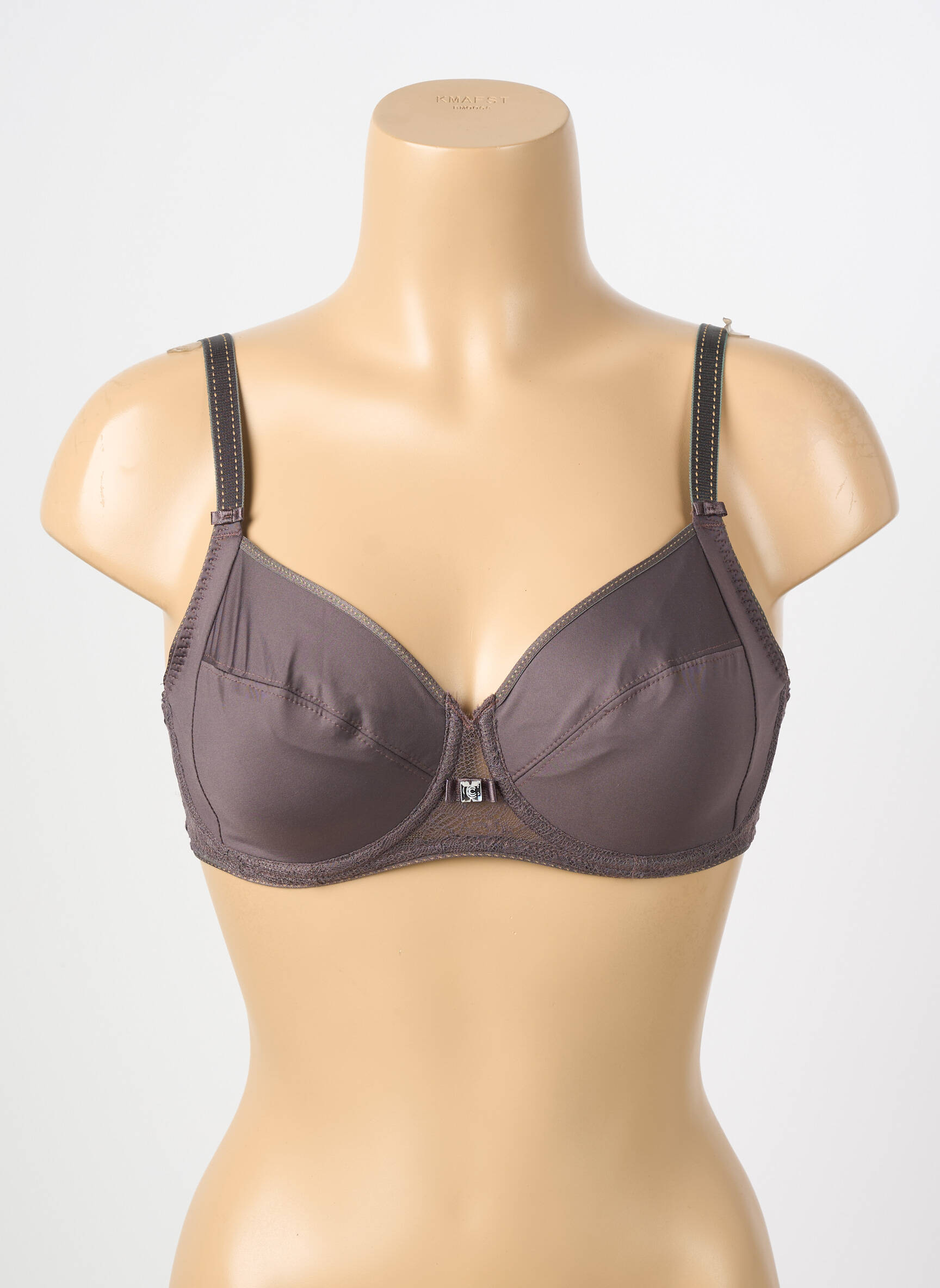 Sutien efect material satinat sutien cupe întregi cu decolteu înalt gri CHANTELLE femeie