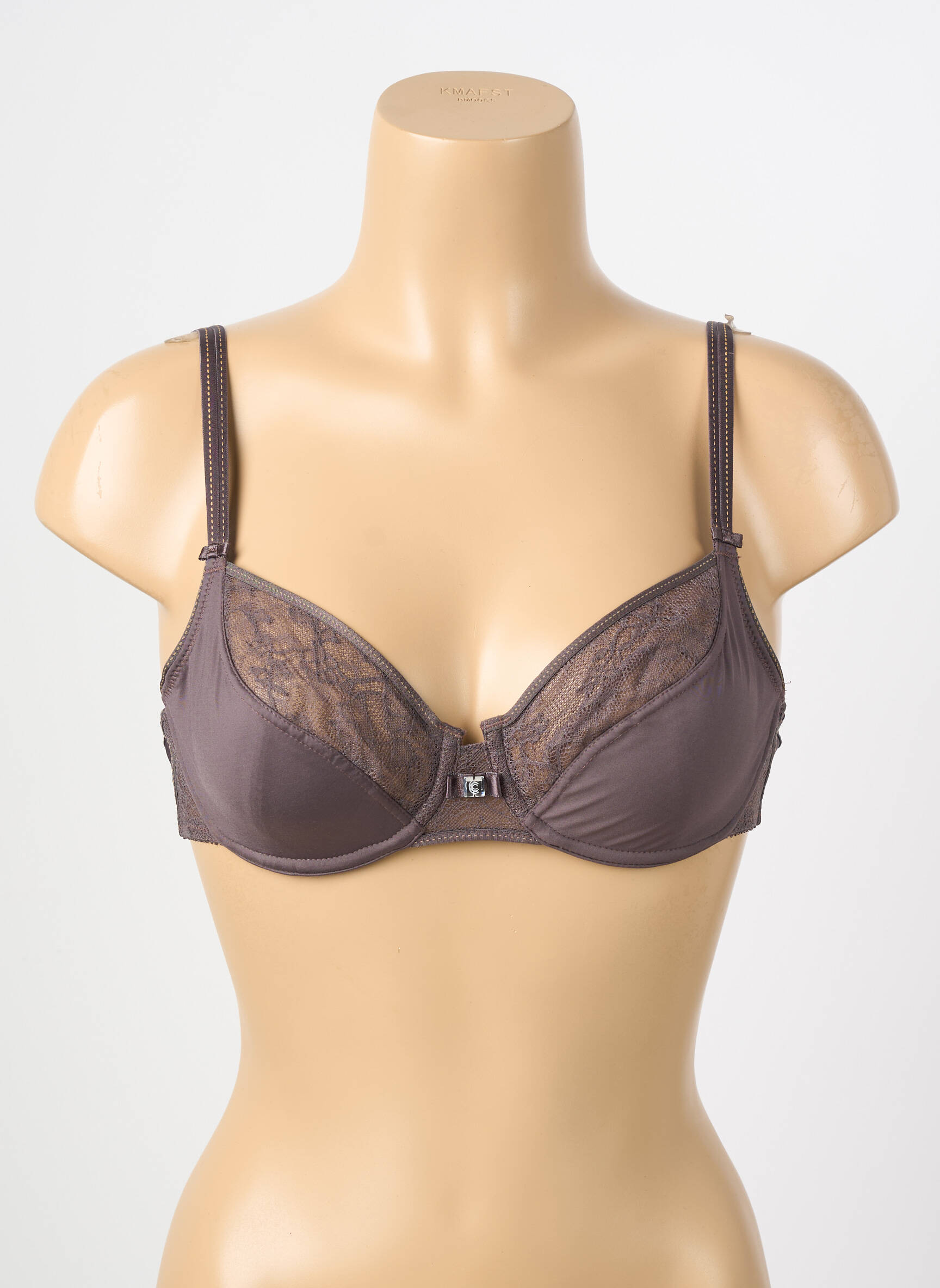 Sutien efect material satinat sutien cupe întregi cu decolteu înalt gri CHANTELLE femeie