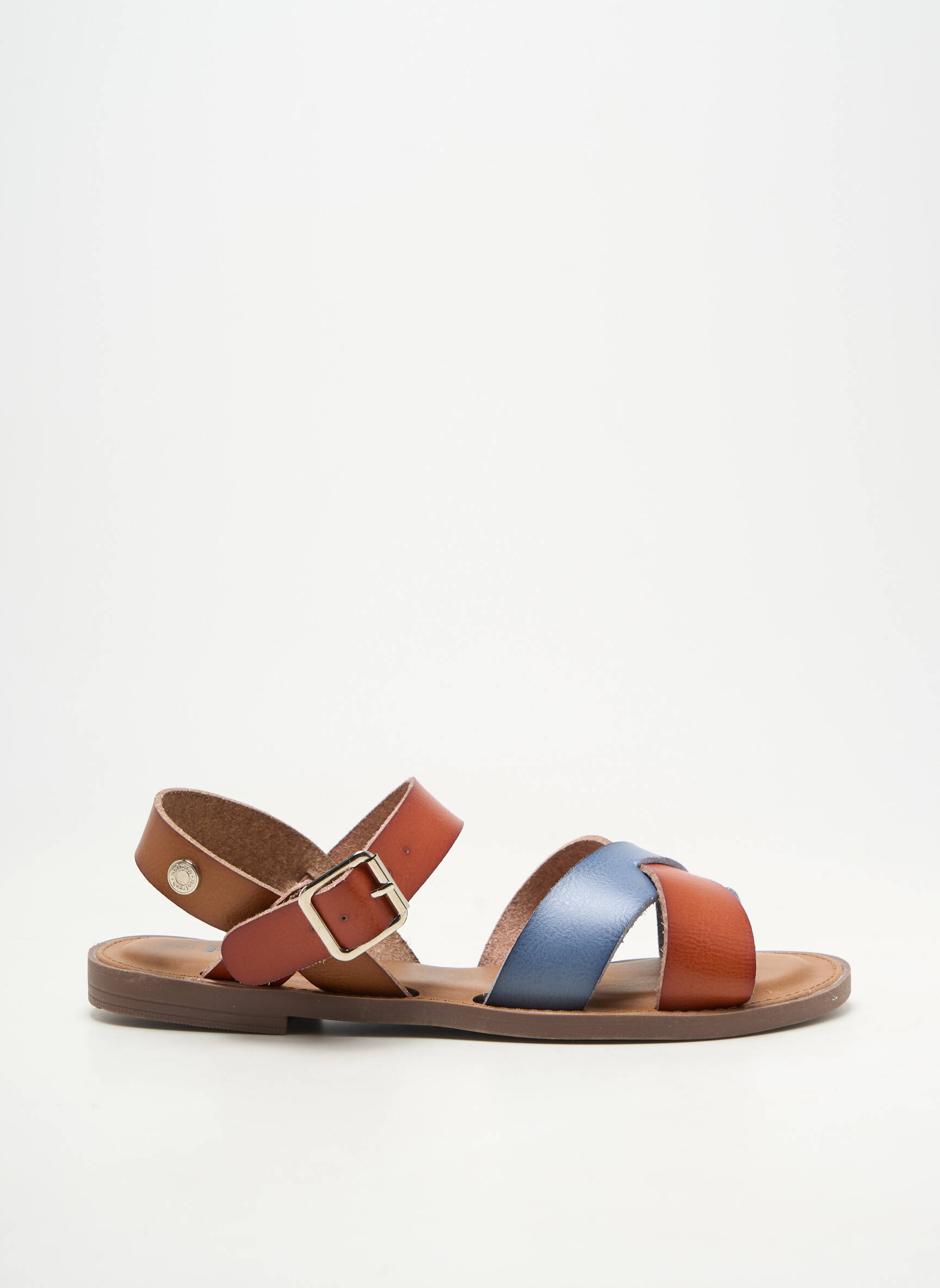 Sandale/pantofi decupați material neted toc plat până la 3 cm maro REFRESH femeie