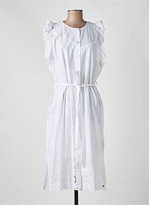 Rochie midi mâneci scurte mâneci scurte alb TOMMY HILFIGER femeie