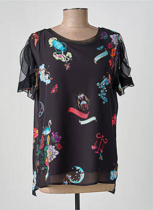 Top elasticitate mâneci scurte negru FUEGO WOMAN femeie