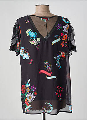 Top elasticitate mâneci scurte negru FUEGO WOMAN femeie