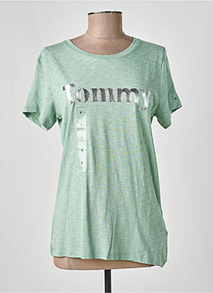Tricou serigrafie mâneci scurte verde TOMMY HILFIGER femeie