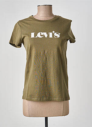 Tricou serigrafie flockată mâneci scurte verde LEVI'S femeie