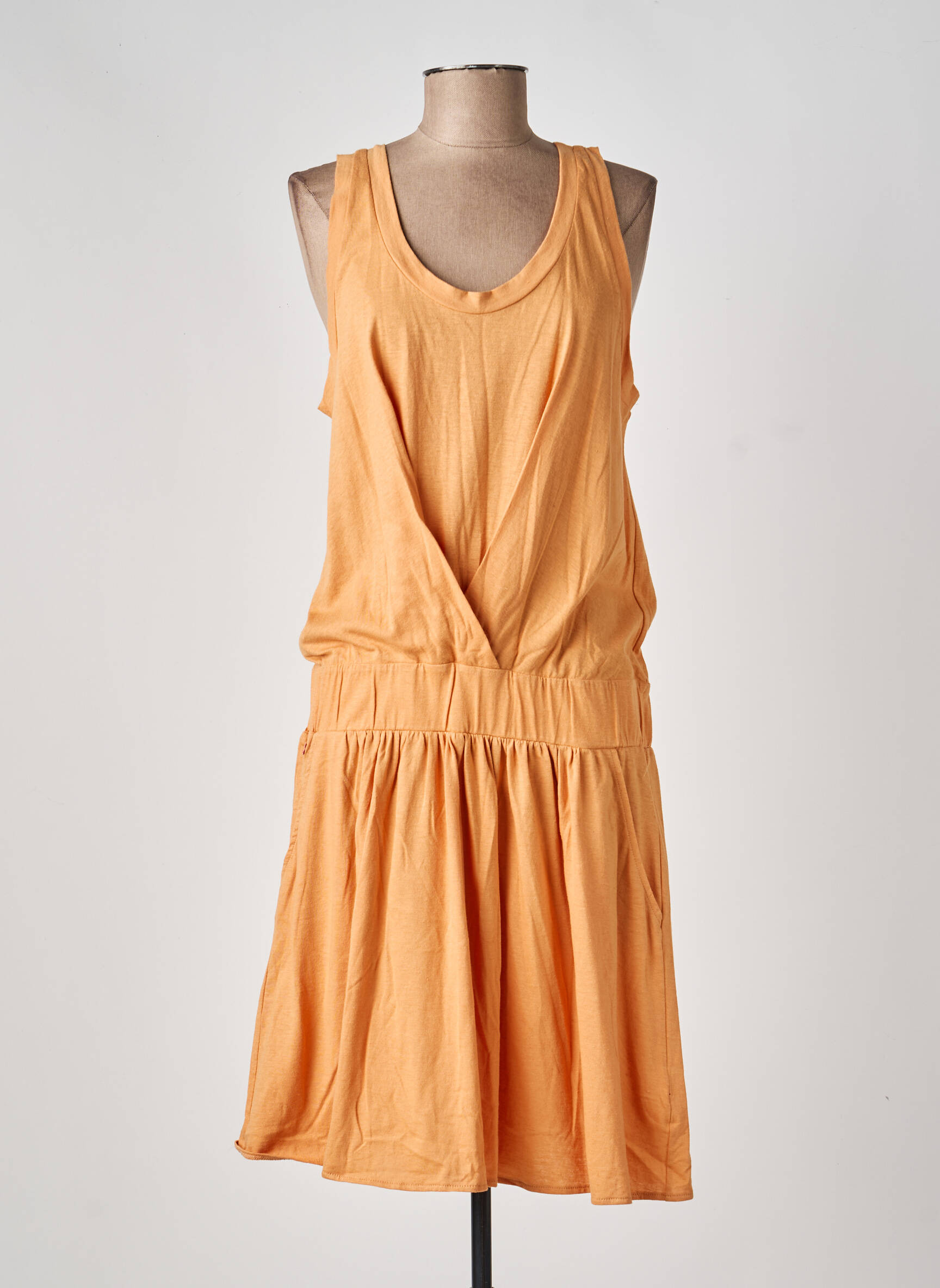 Rochie midi fără mâneci fără mâneci portocalie LACOSTE femeie