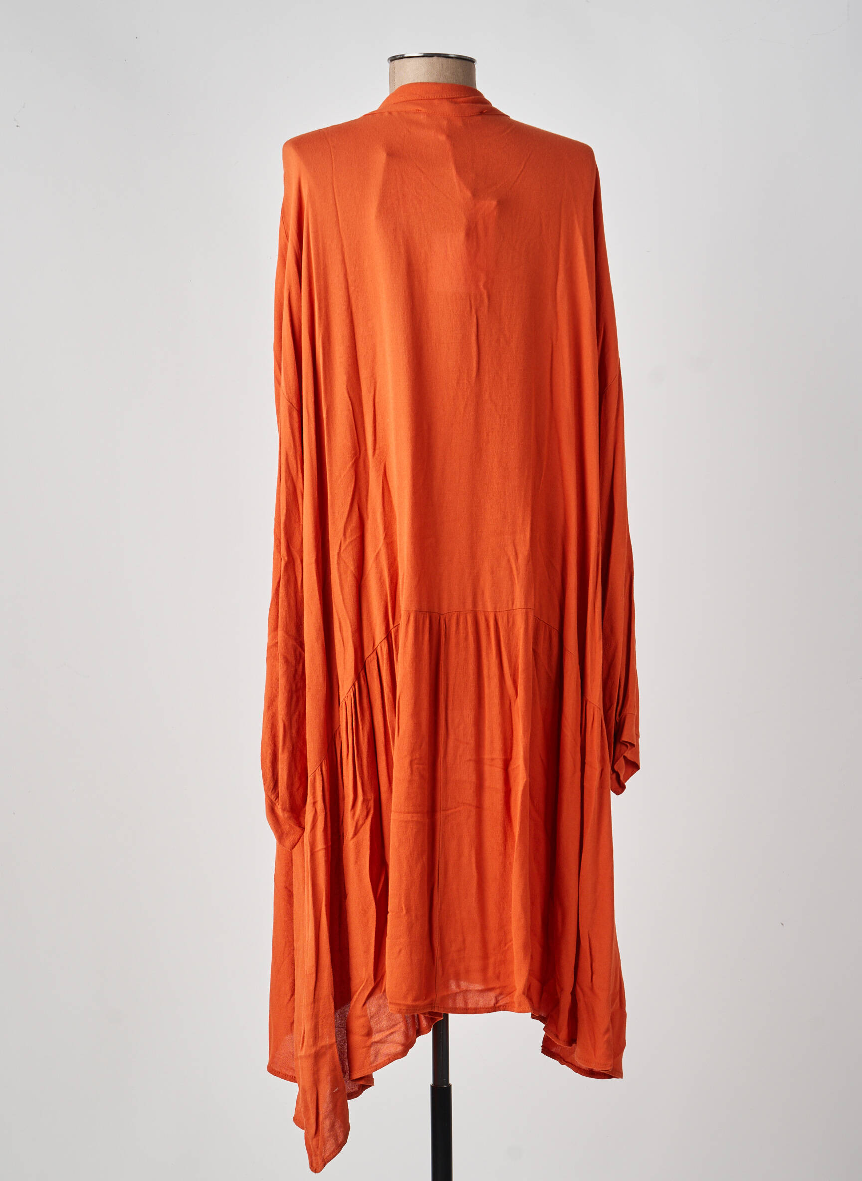 Rochie midi croială fluidă mâneci lungi portocalie LA FEE MARABOUTEE femeie