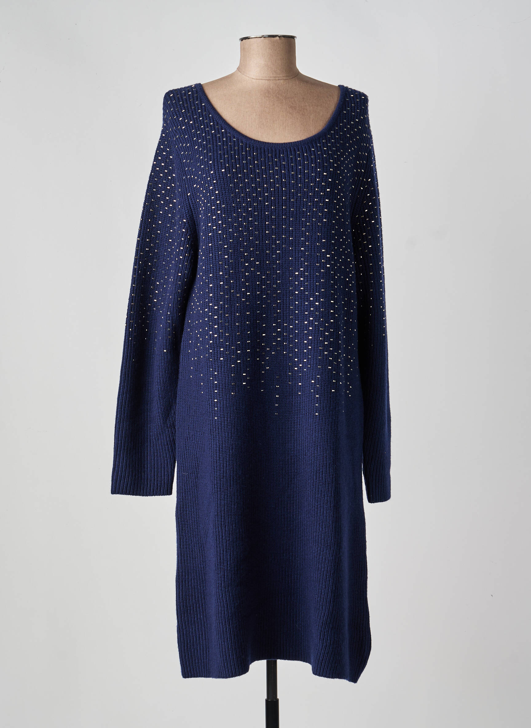 Rochie pulover elasticitate mâneci lungi albastru ANANKE femeie