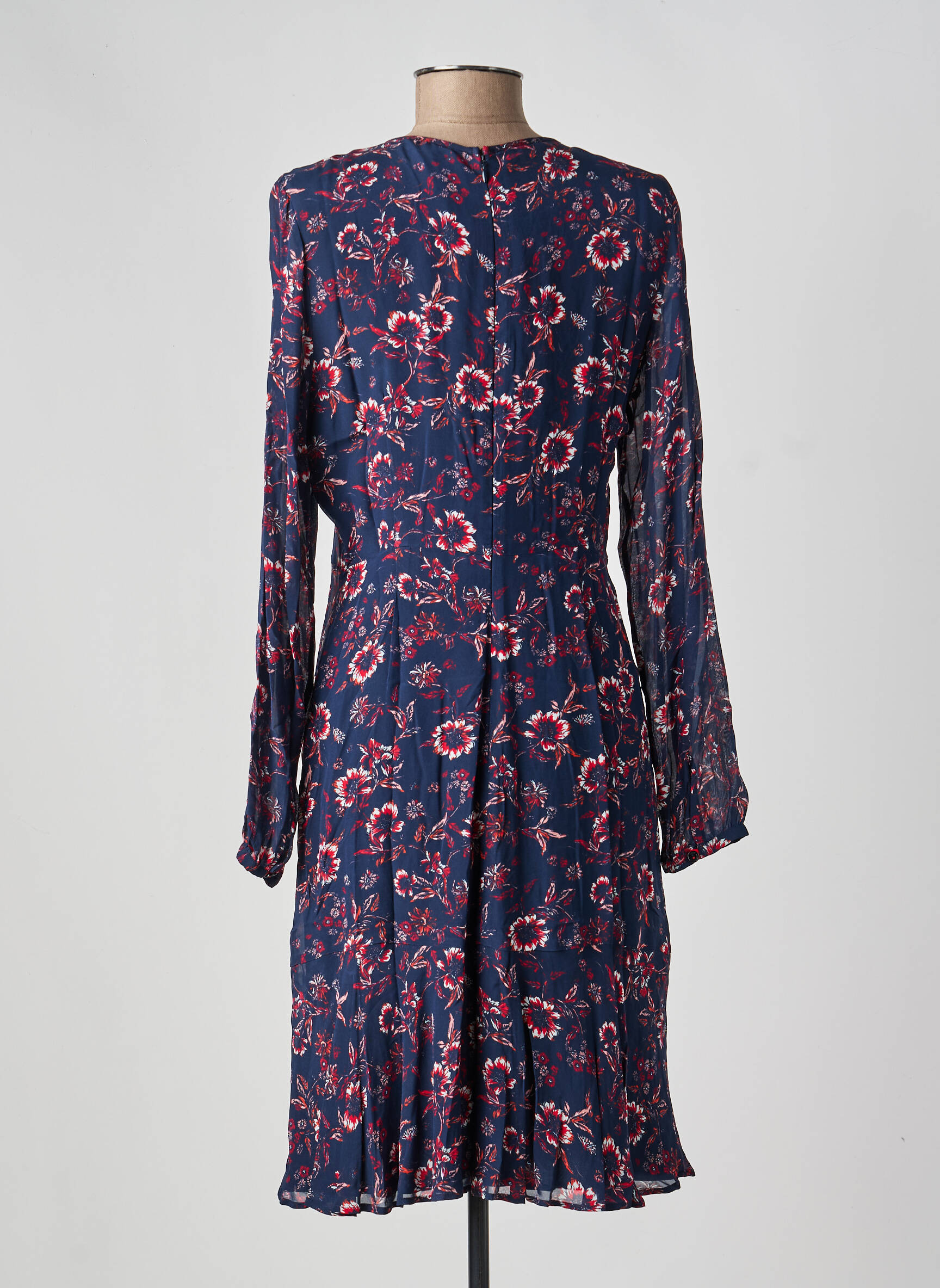 Rochie midi imprimeu floral mâneci lungi albastru TOMMY HILFIGER femeie