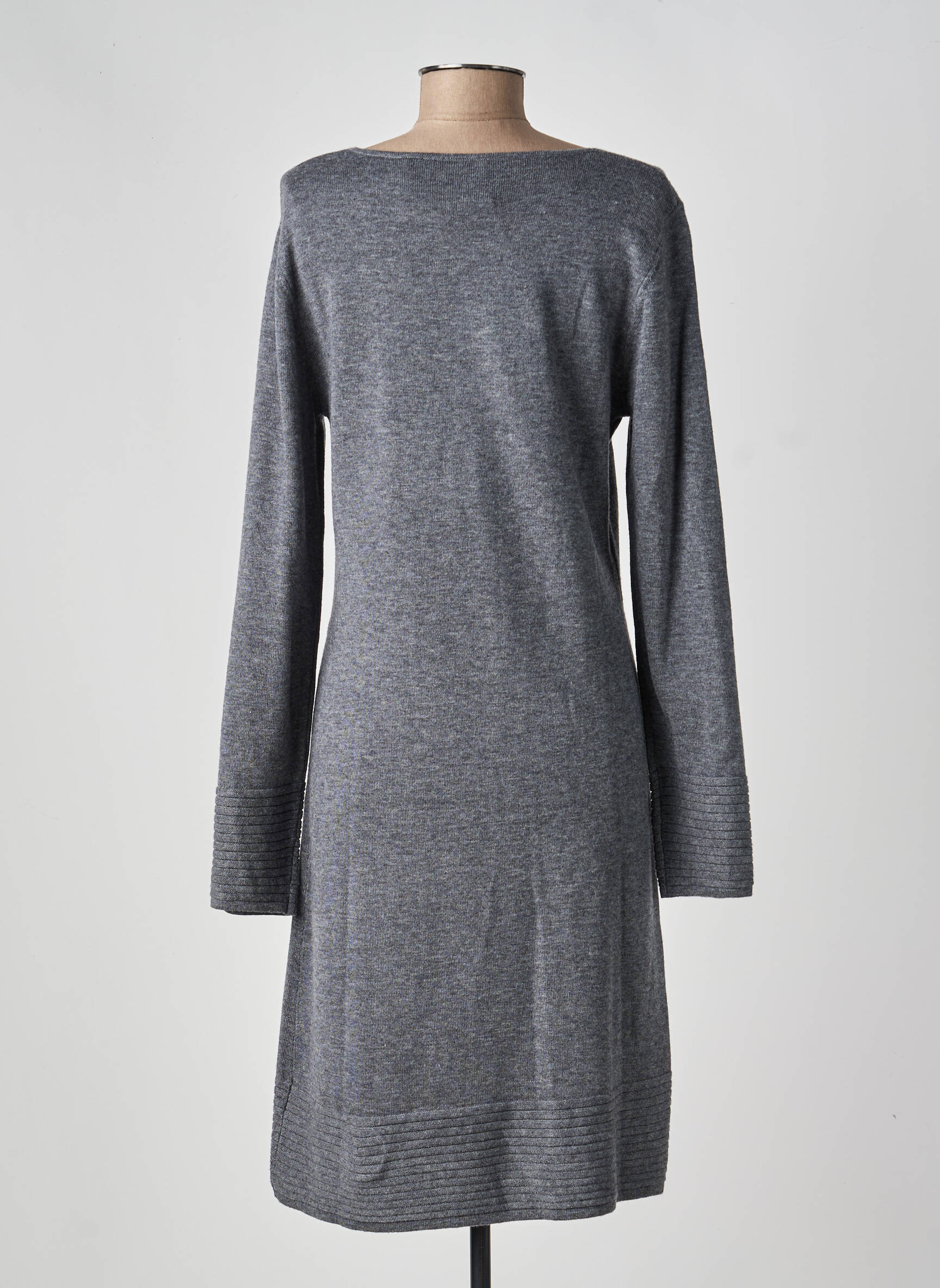 Rochie pulover guler în v mâneci lungi gri ANANKE femeie