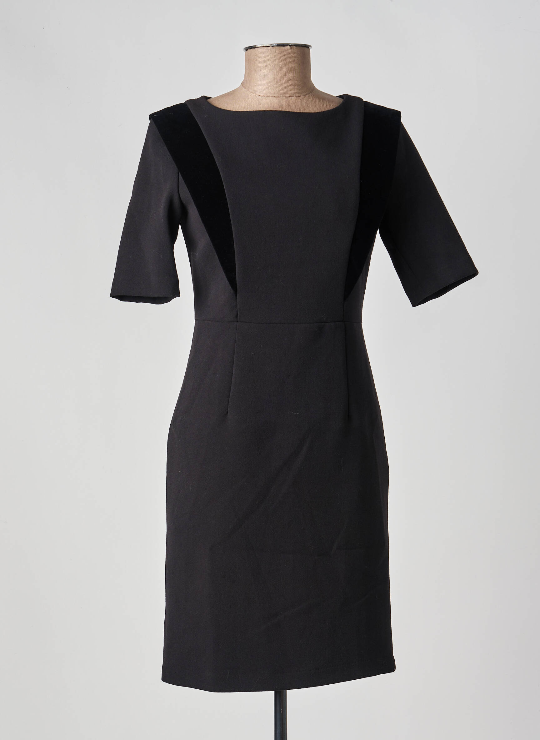 Rochie scurtă închidere cu fermoar la spate mâneci scurte negru TRUSSARDI JEANS femeie