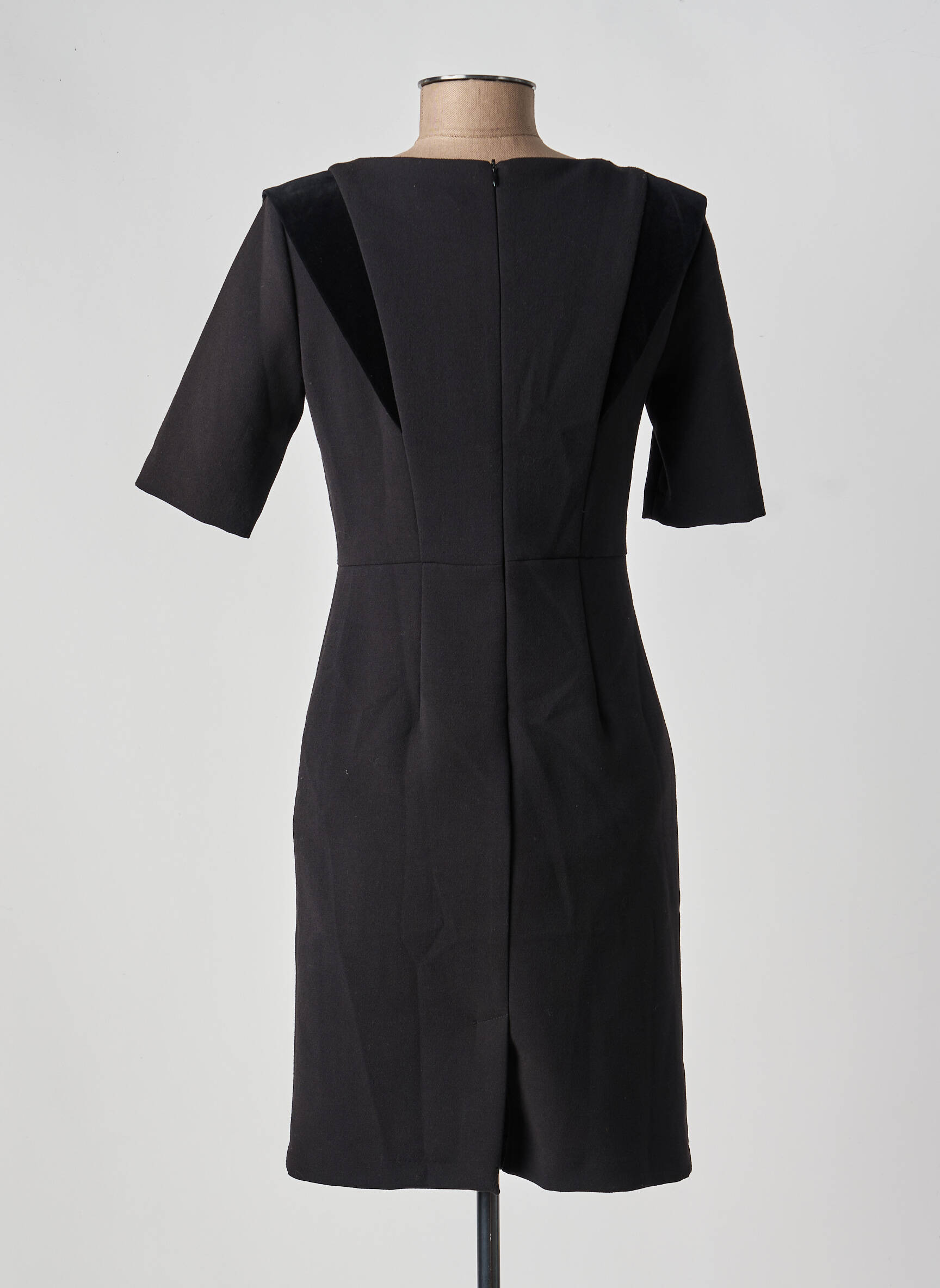 Rochie scurtă închidere cu fermoar la spate mâneci scurte negru TRUSSARDI JEANS femeie