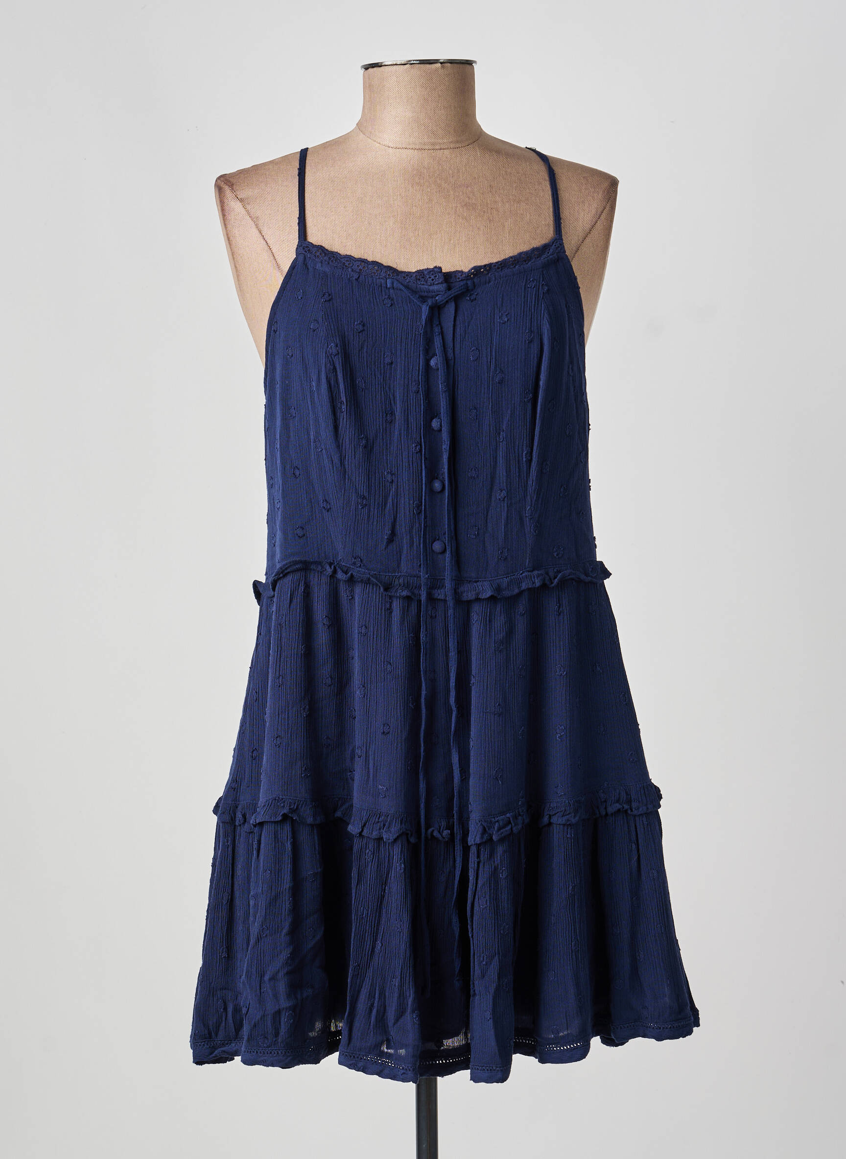 Rochie scurtă croială fluidă bretele subțiri albastru SUPERDRY femeie