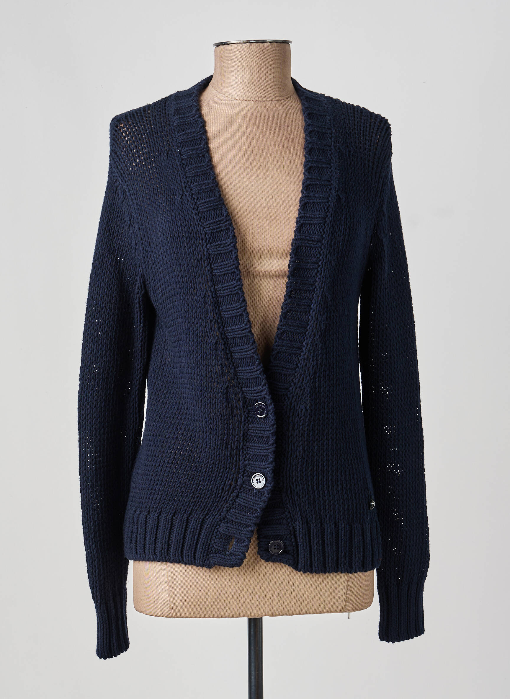Vestă cu mâneci lungi strânsă pe partea de jos albastru TRUSSARDI JEANS femeie
