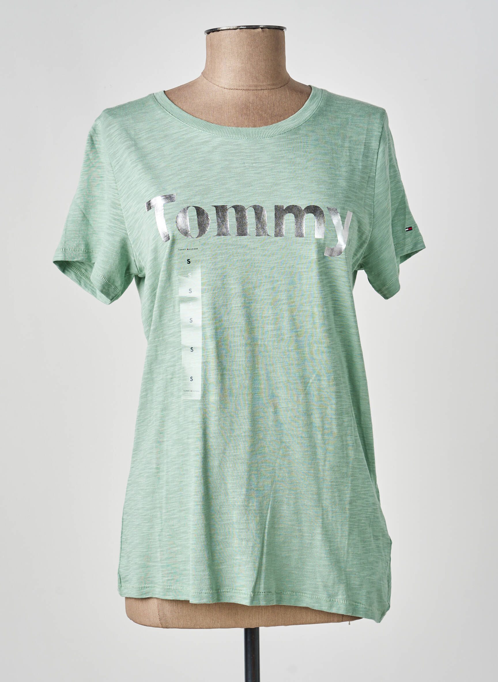 Tricou serigrafie mâneci scurte verde TOMMY HILFIGER femeie