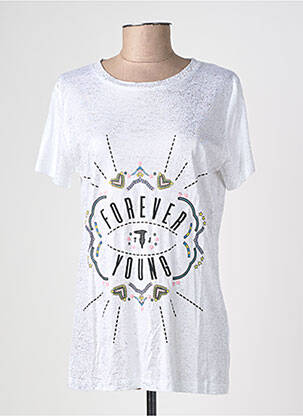 Tricou serigrafie flockată mâneci scurte alb TRUSSARDI JEANS femeie