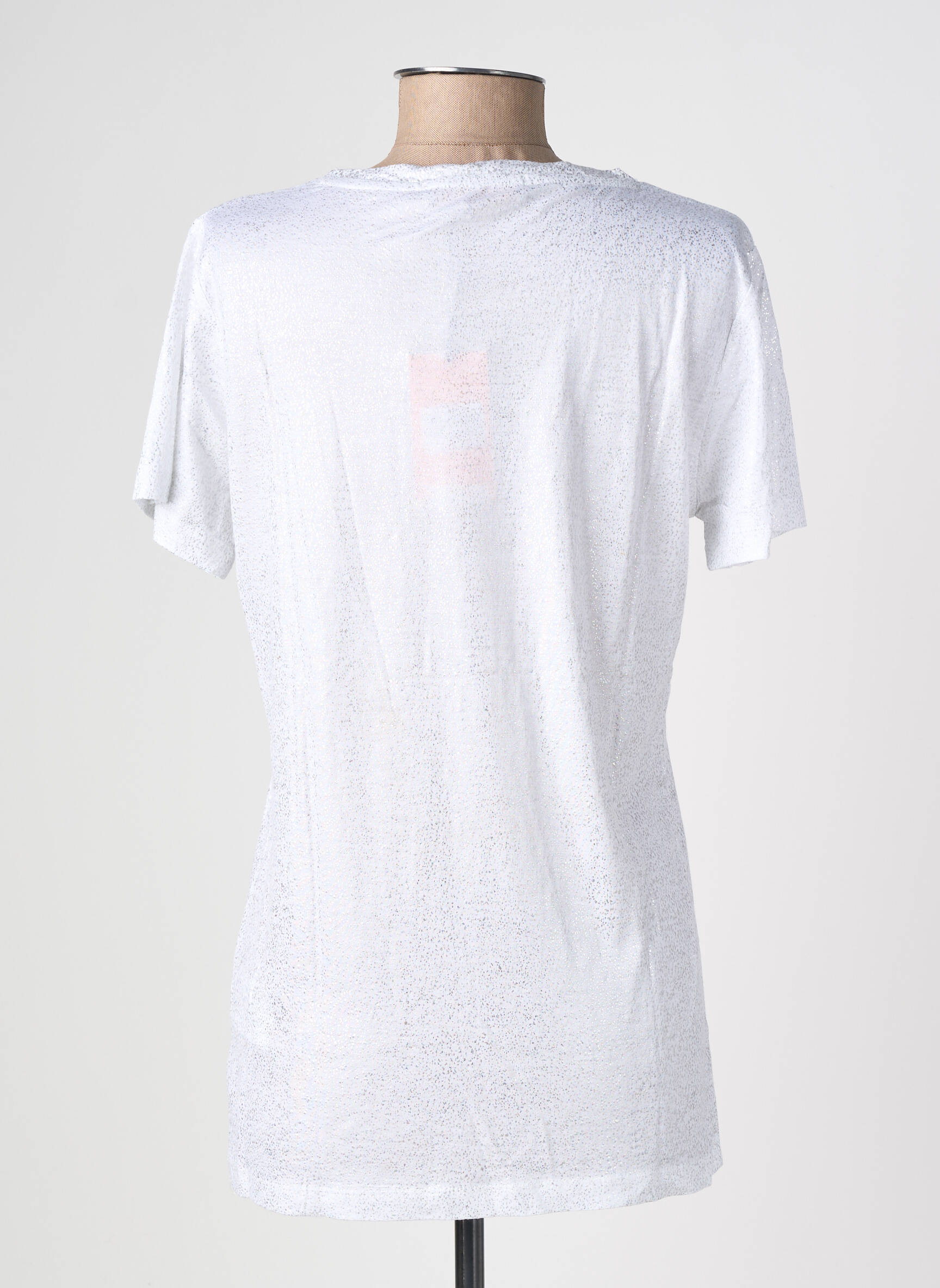 Tricou serigrafie flockată mâneci scurte alb TRUSSARDI JEANS femeie
