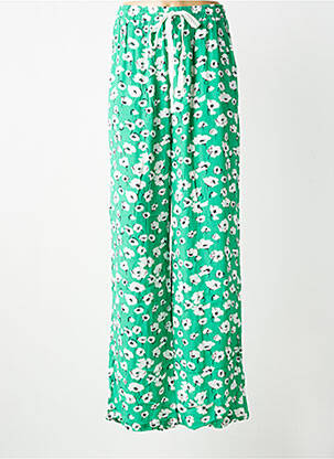 Pantalon larg țesătură crep mărime normală verde LAURE + MAX femeie