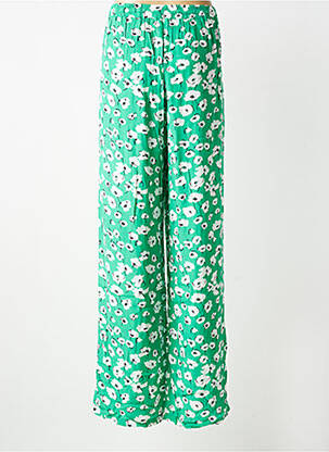 Pantalon larg țesătură crep mărime normală verde LAURE + MAX femeie