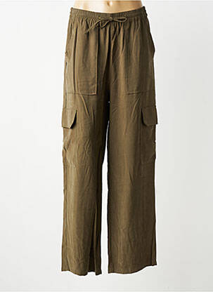 Pantalon larg țesătură poplin mărime normală verde ORFEO femeie