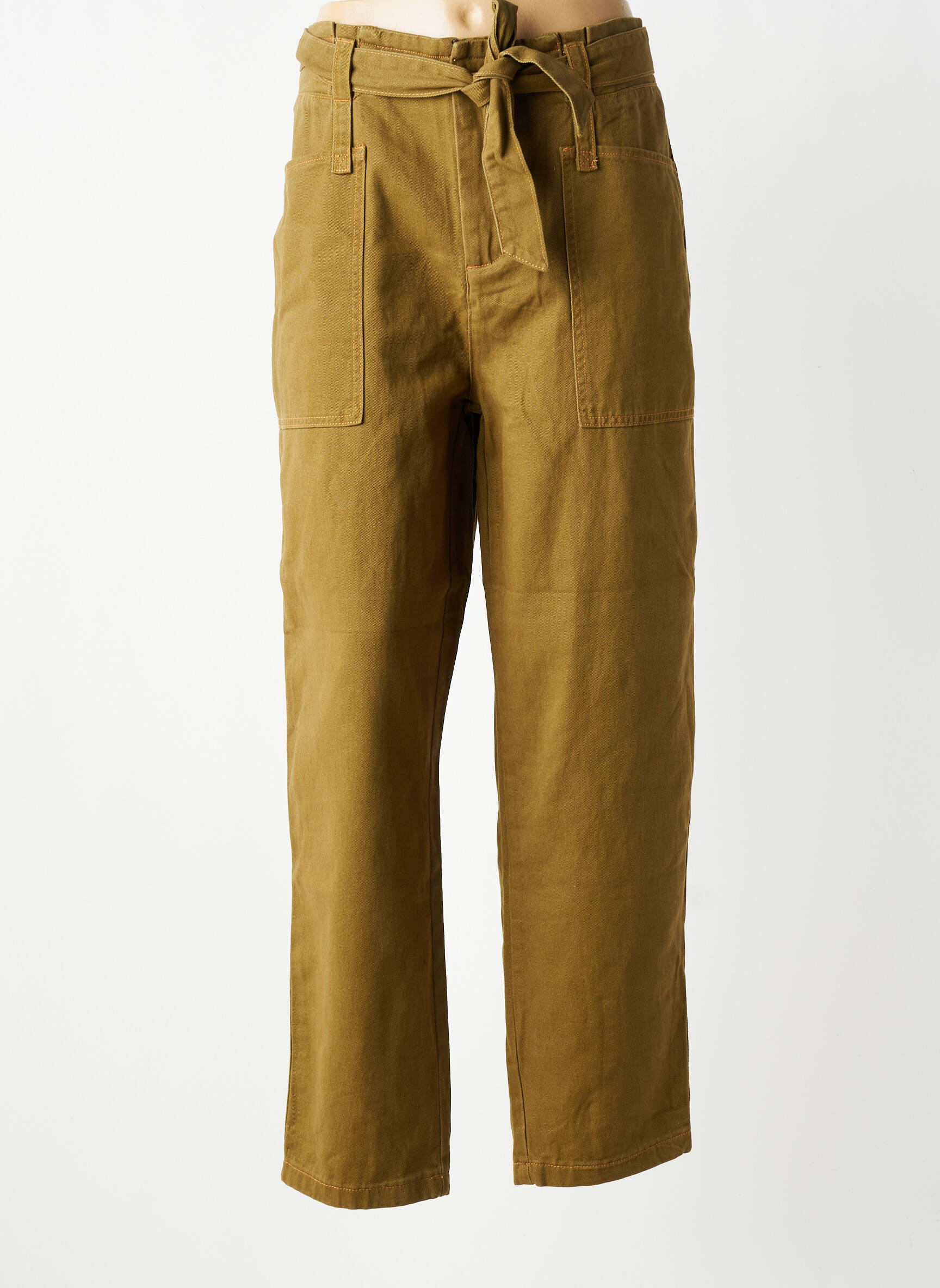 Pantalon drept închidere cu fermoar sub clapetă cu cârlig mărime normală verde ORFEO femeie