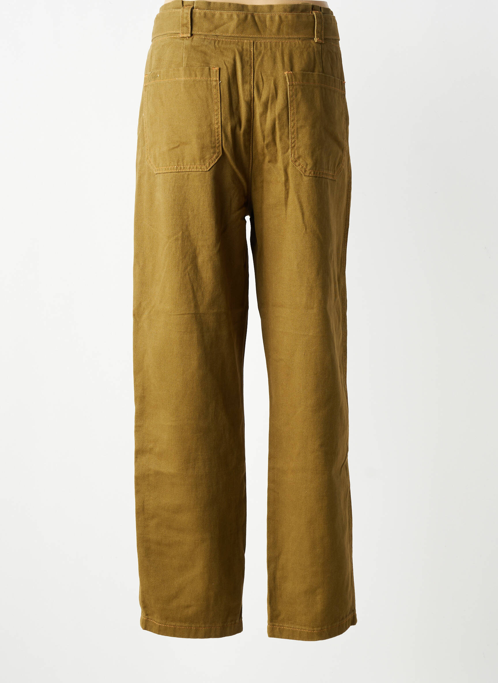 Pantalon drept închidere cu fermoar sub clapetă cu cârlig mărime normală verde ORFEO femeie