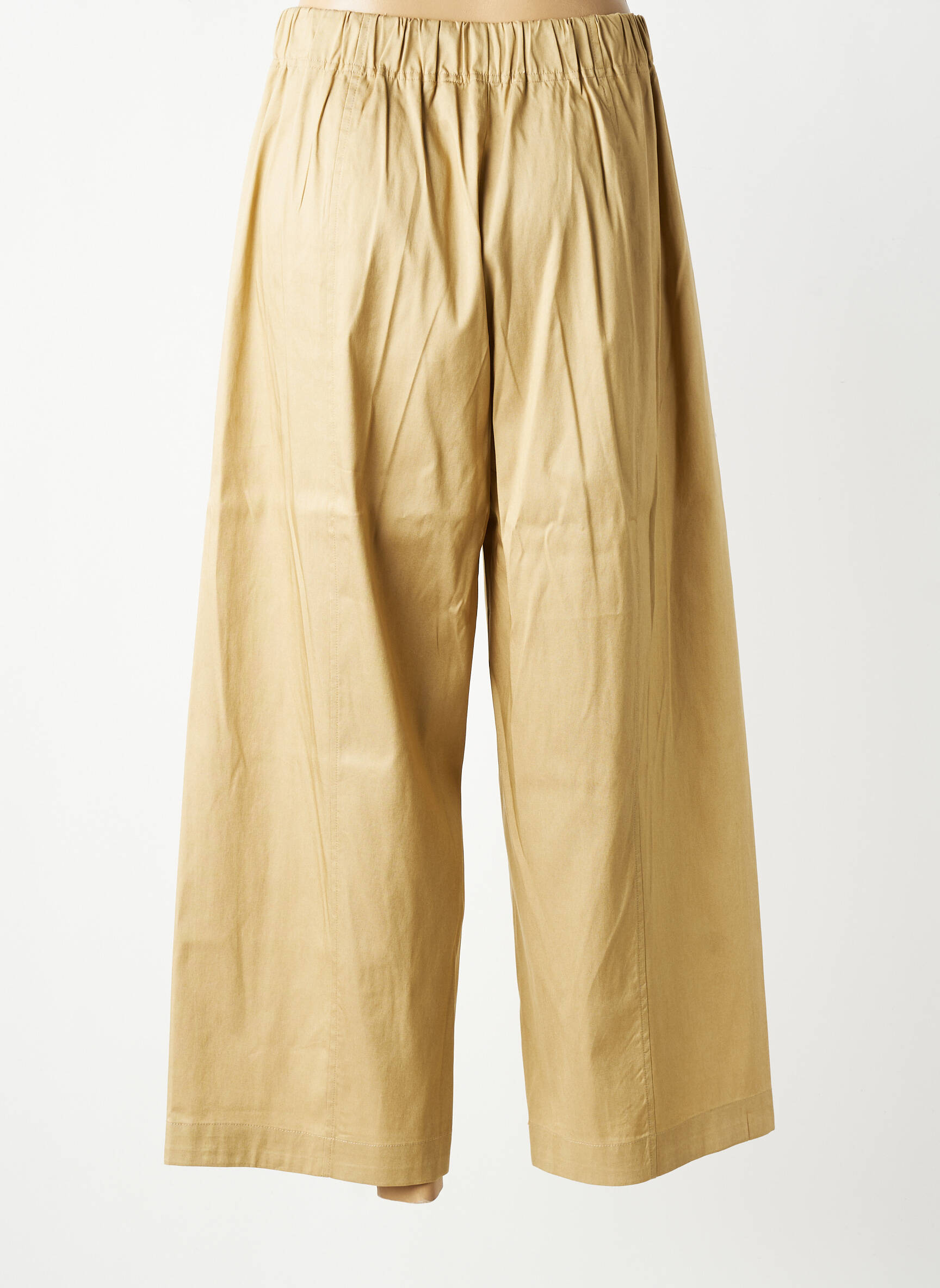 Pantalon larg țesătură poplin mărime normală bej ORFEO femeie
