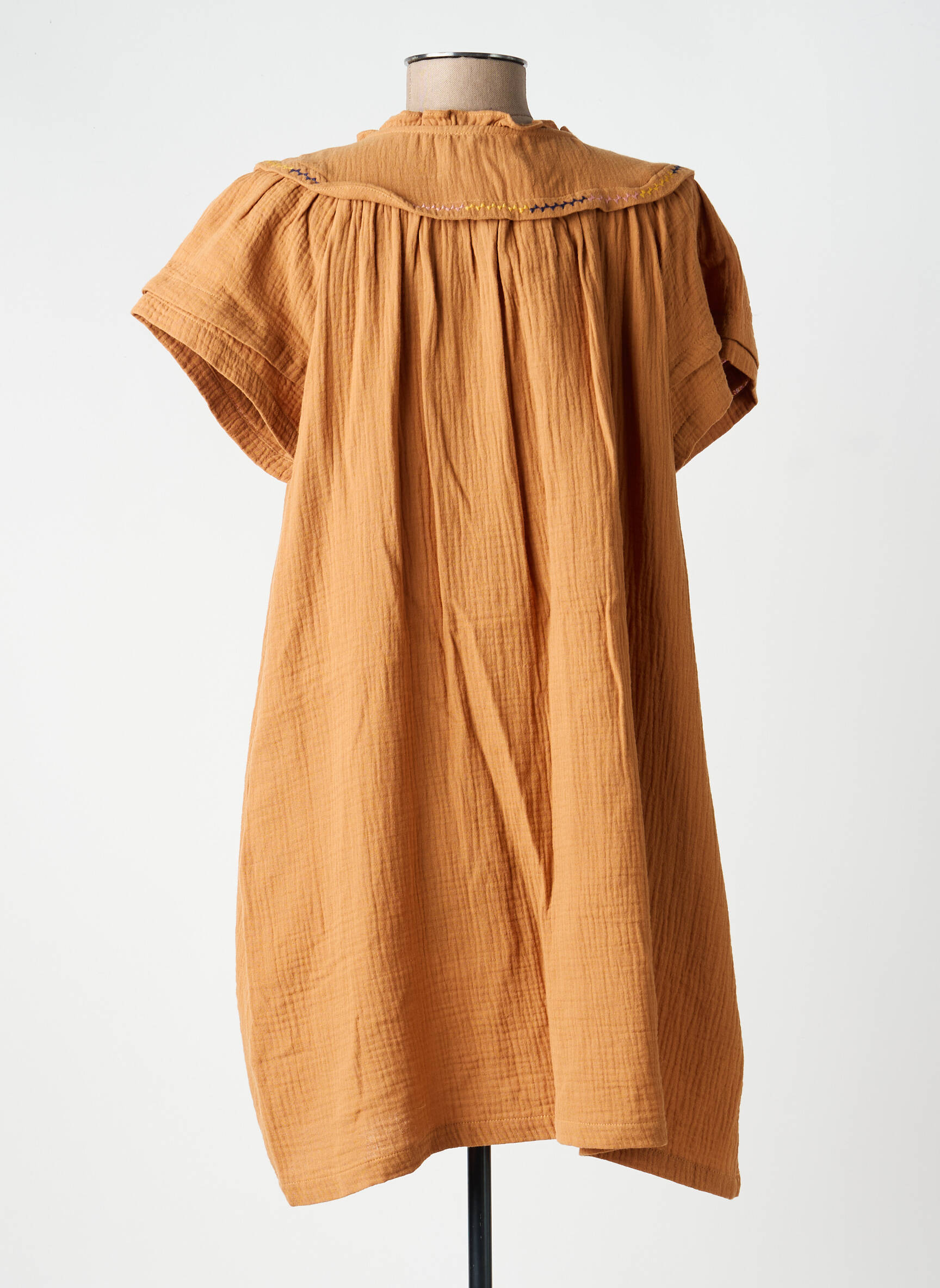 Rochie scurtă mâneci scurte mâneci scurte maro ORFEO femeie