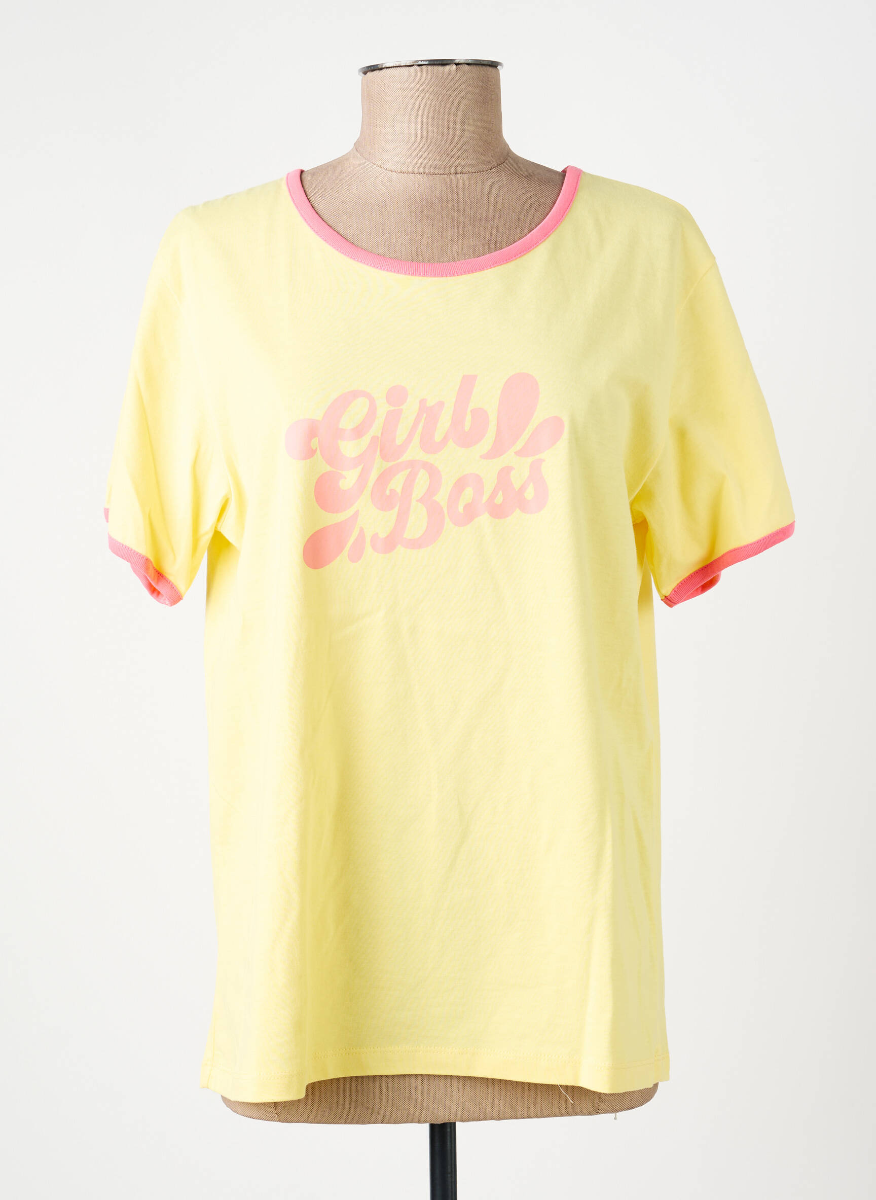 Tricou serigrafie mâneci scurte galben IMPREVU femeie