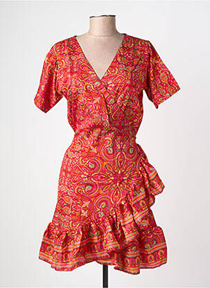 Rochie midi imprimeu fantezie mâneci scurte roșu SINOE BY BAMBOO'S femeie