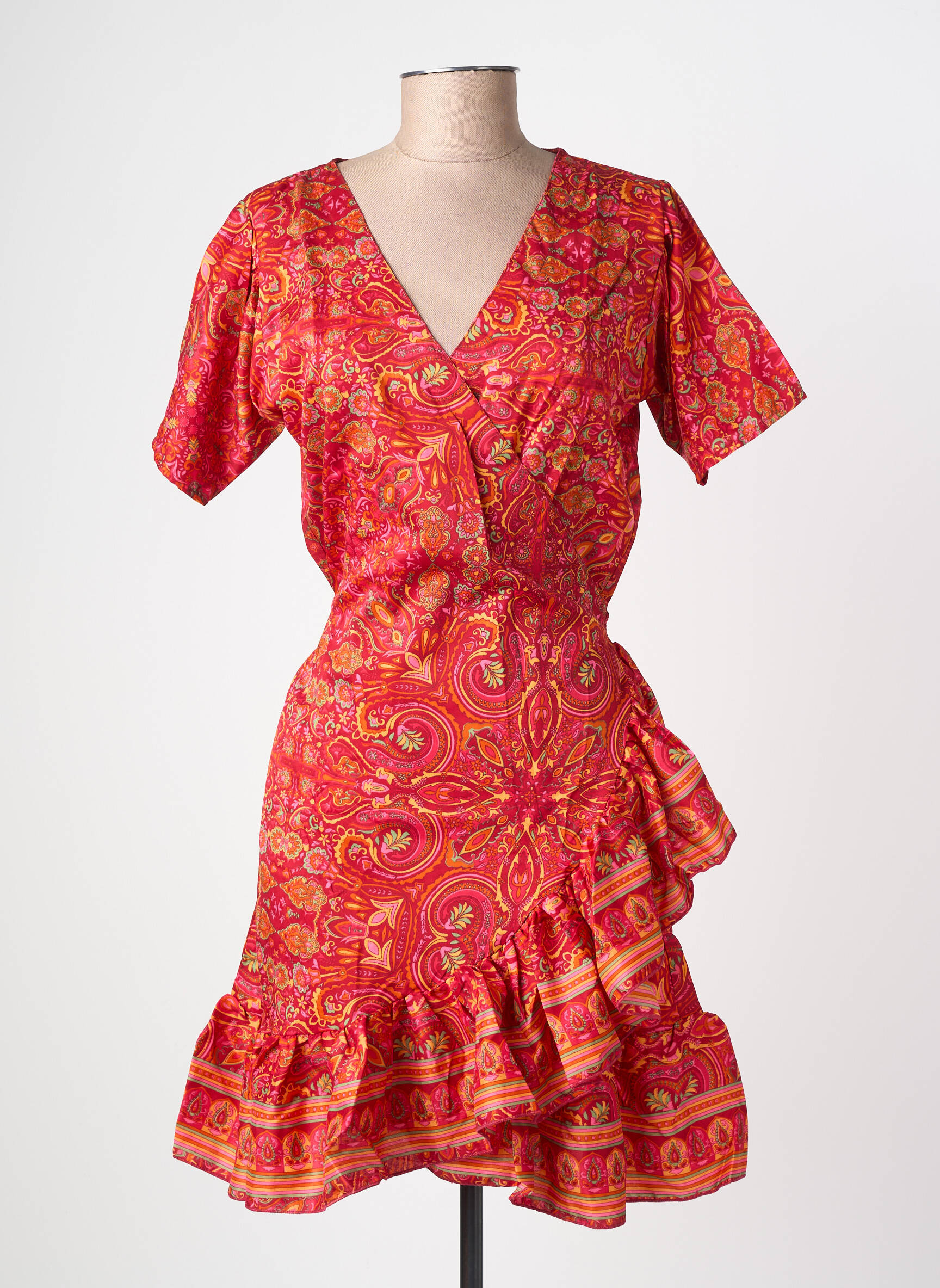 Rochie midi imprimeu fantezie mâneci scurte roșu SINOE BY BAMBOO'S femeie