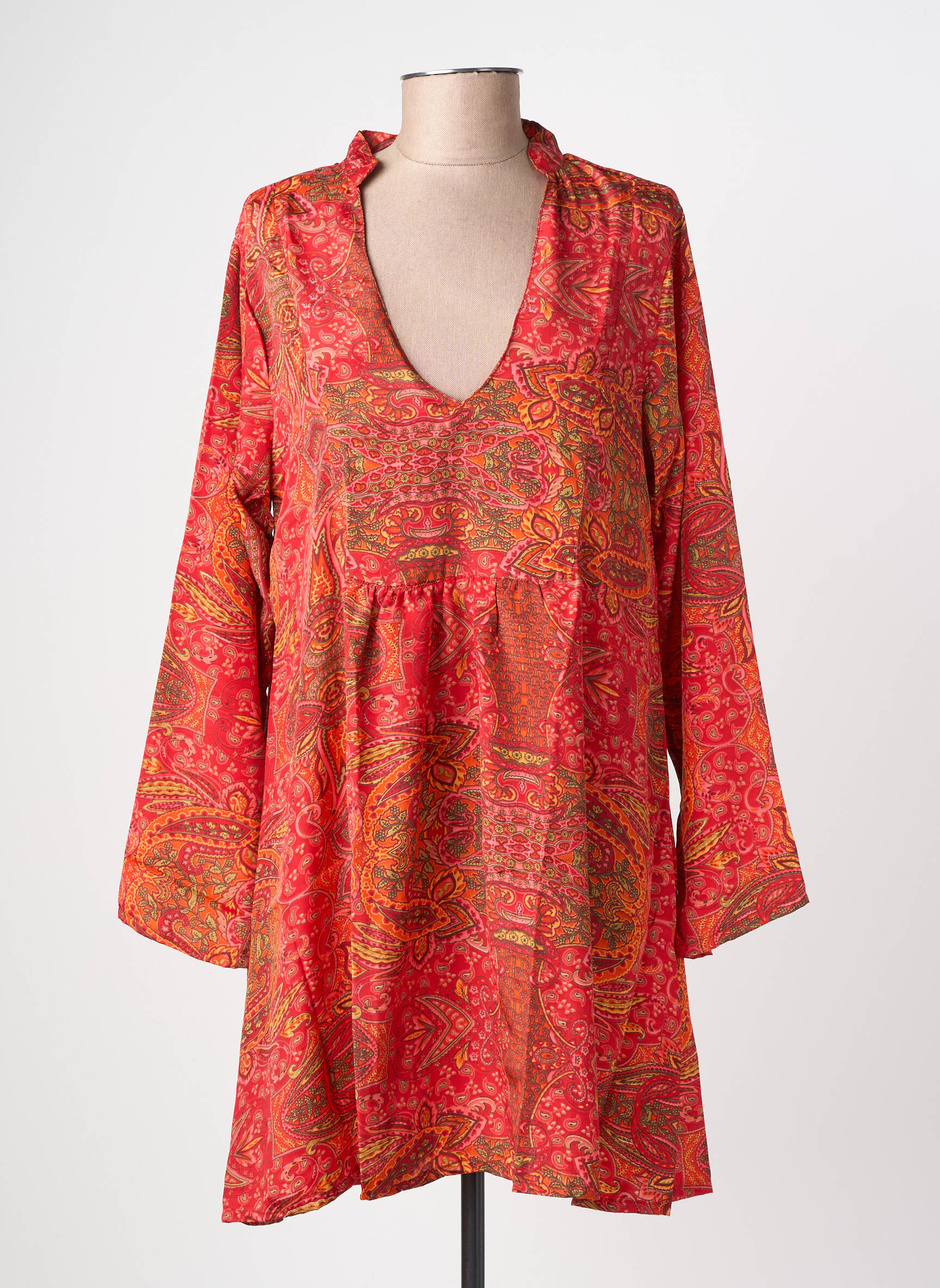 Rochie midi imprimeu fantezie mâneci lungi roșu SINOE BY BAMBOO'S femeie