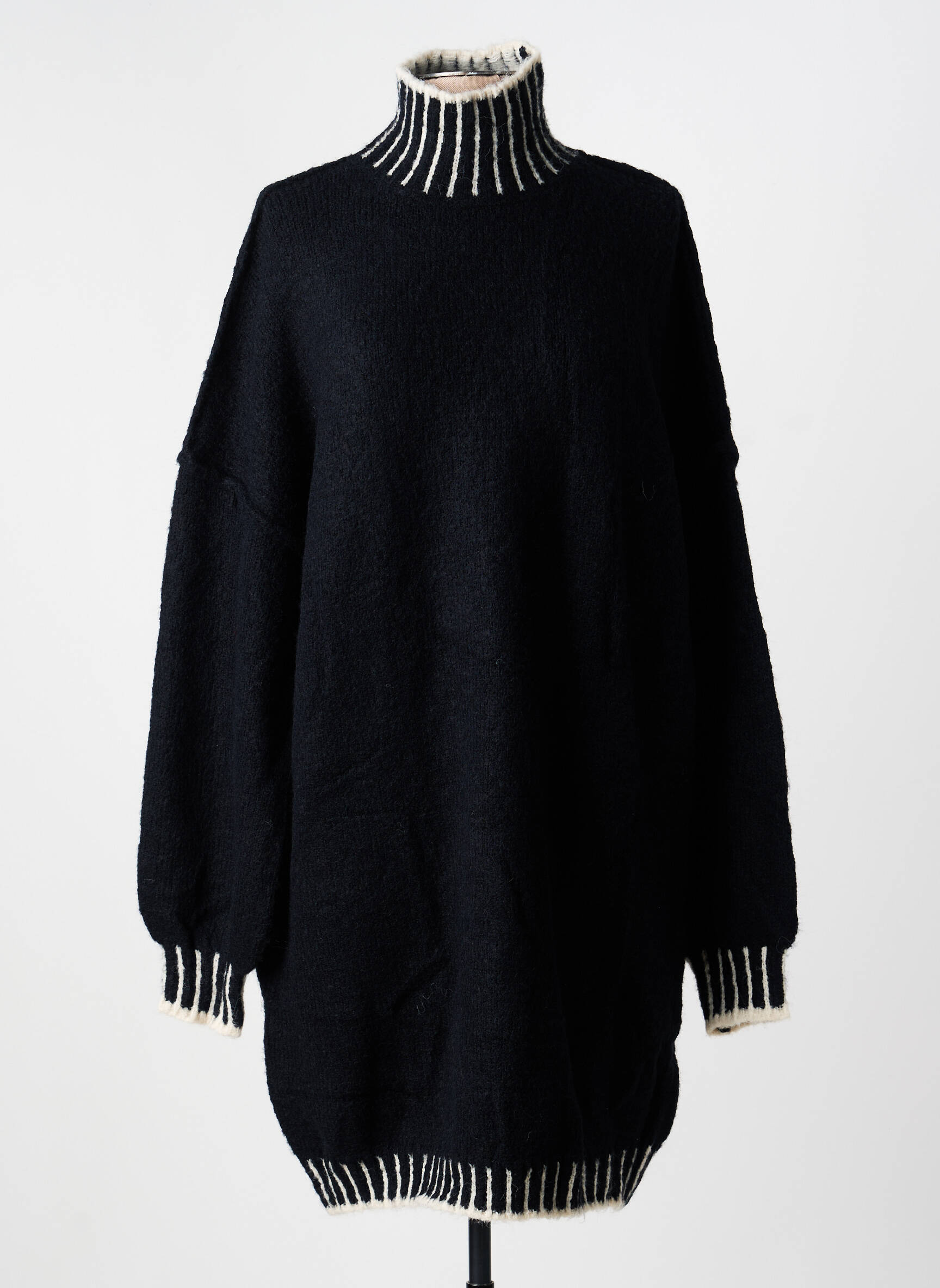Rochie pulover elasticitate mâneci lungi negru IKOONE&BIANKA femeie