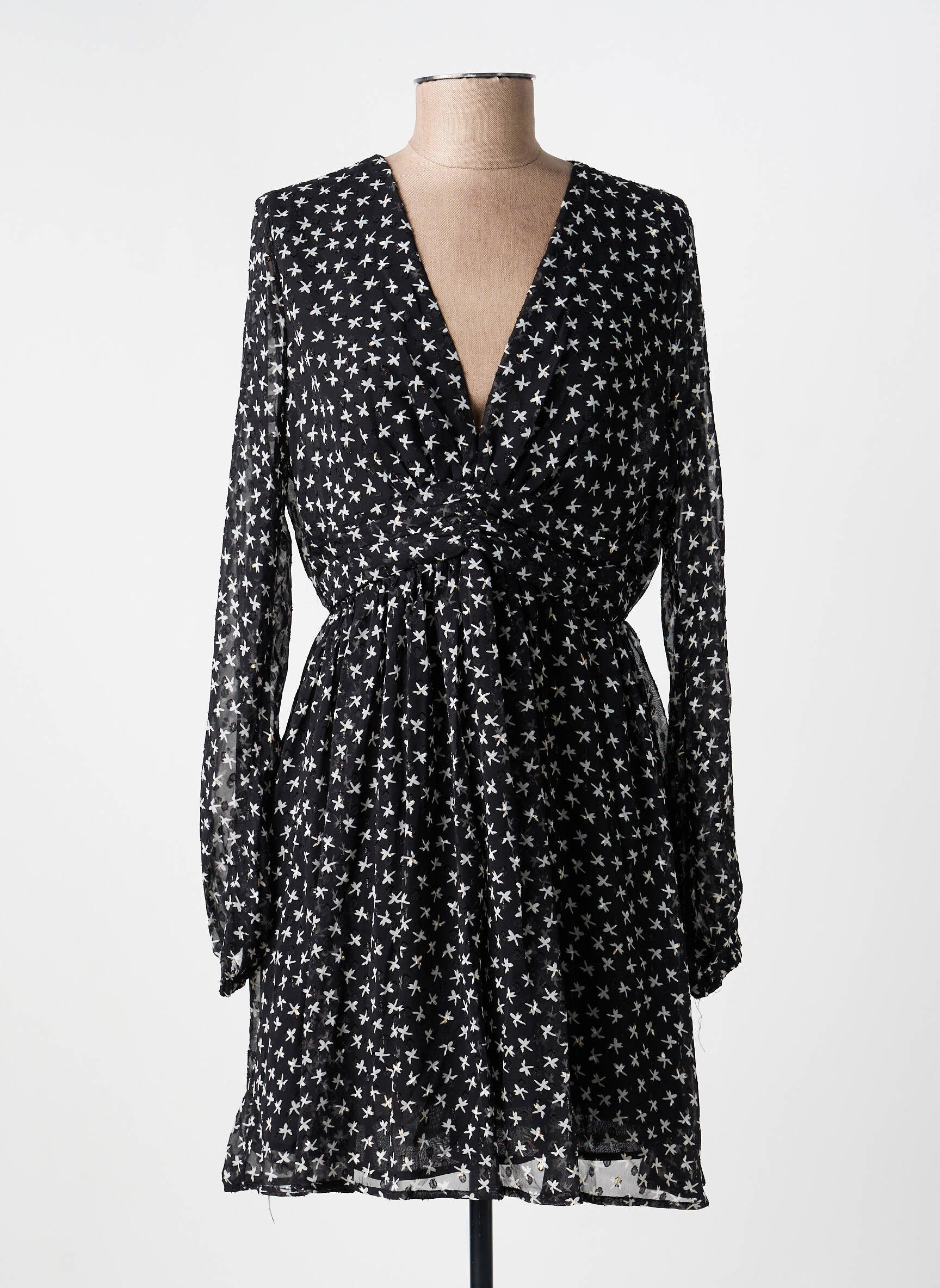 Rochie scurtă mâneci lungi mâneci lungi negru EMMA ELLA femeie
