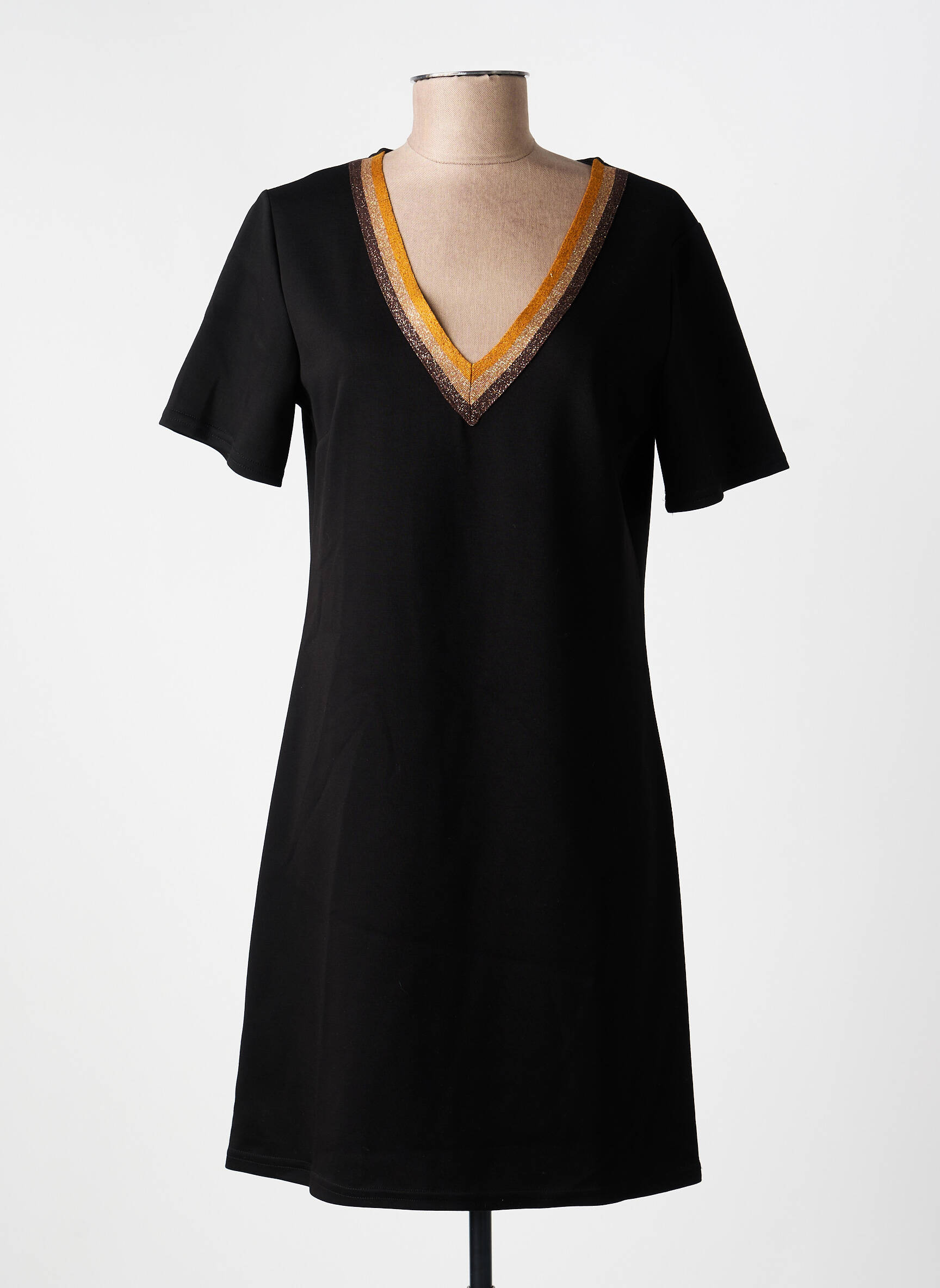 Rochie scurtă mâneci scurte mâneci scurte negru CHARMING GIRL femeie