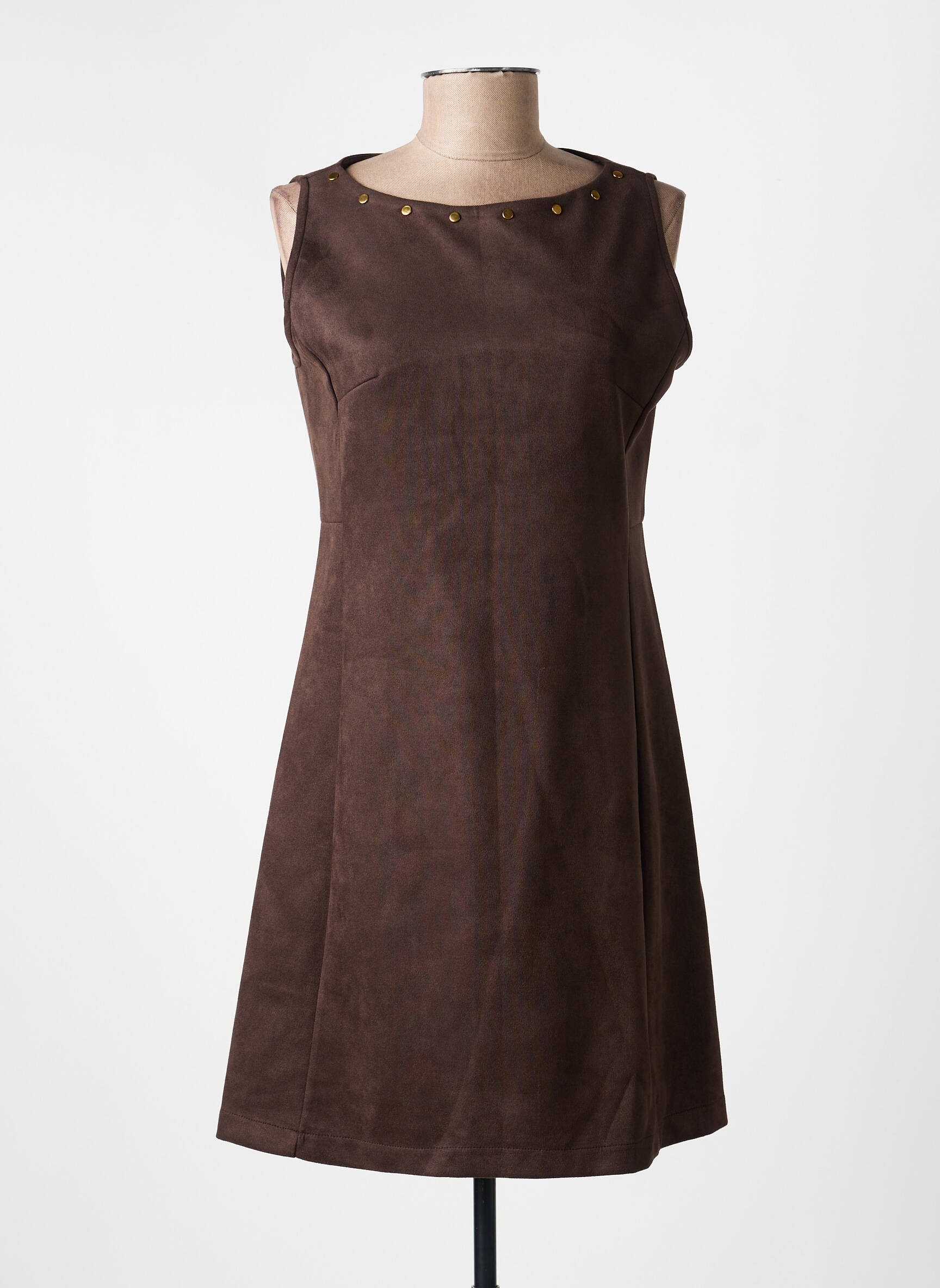 Rochie scurtă fără mâneci fără mâneci maro CHARMING GIRL femeie