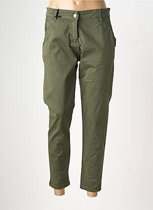 Pantalon chino închidere cu fermoar sub clapetă cu nasturi mărime normală verde MADE IN ITALY femeie