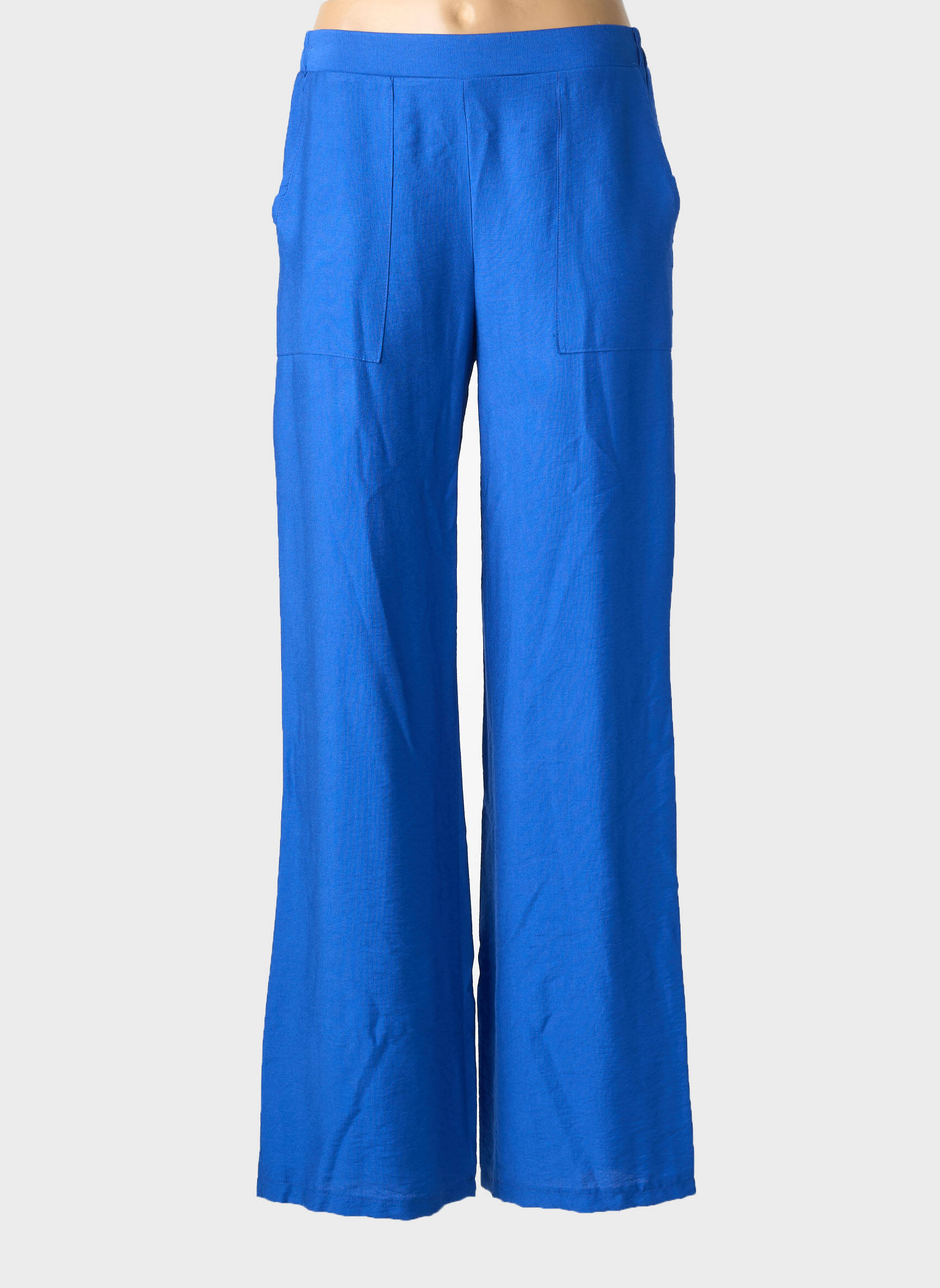 Pantalon drept țesătură poplin mărime normală albastru EMA BLUE'S femeie